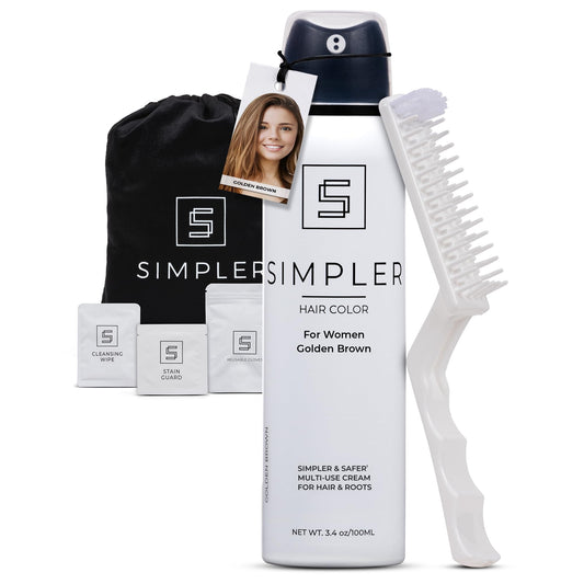 White Smoke Simpler Hair Color for Women Permanent Ammonia Free Hair Dye for Gray Coverage - Natural Looking Hair Color for Sensitive Scalp - Long Lasting Golden Brown Hair Dye