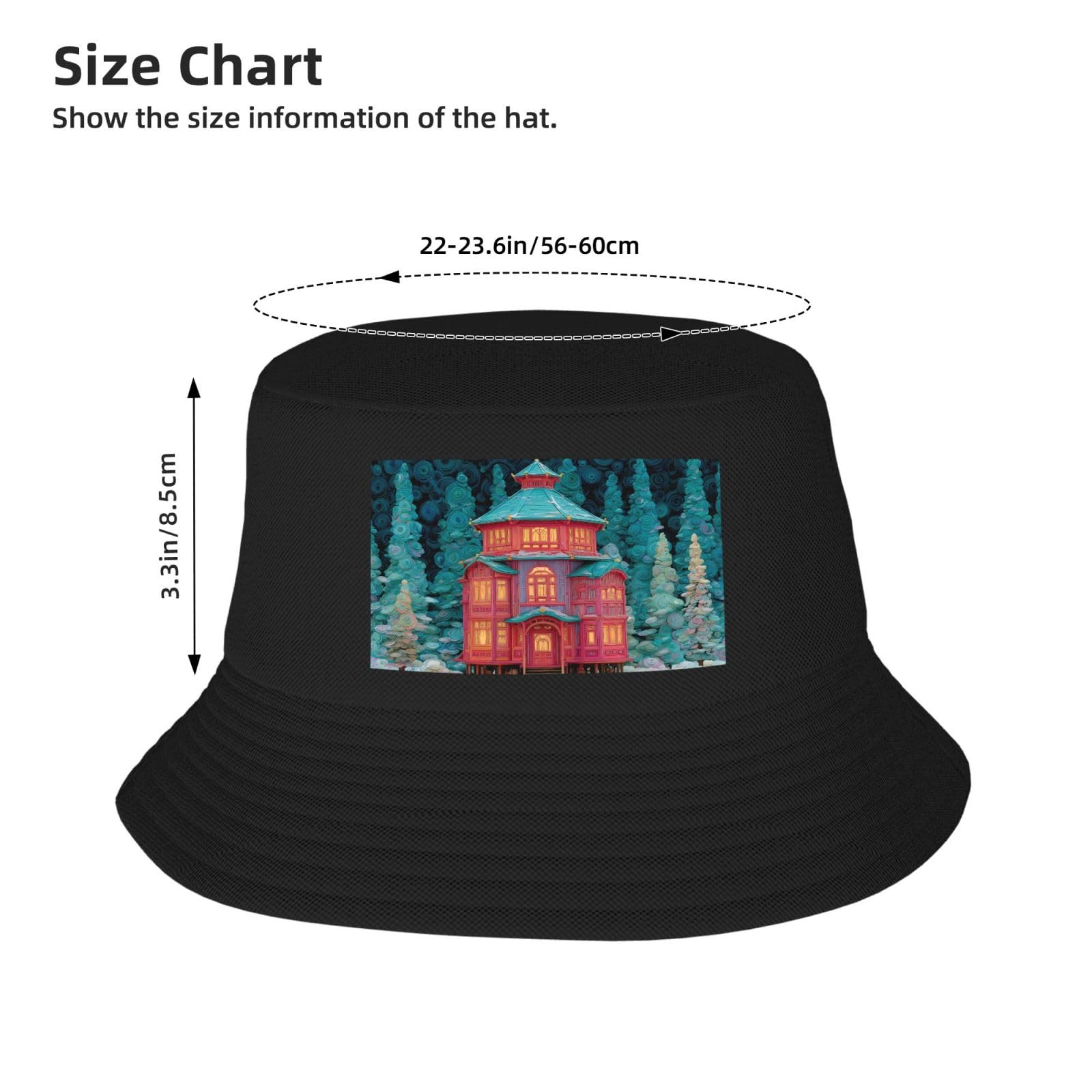 White Smoke Enchanted Alcove Bucket Hat for Sun Protection Foldable and Portable Ideal for Outdoor Fishing and Travel Black