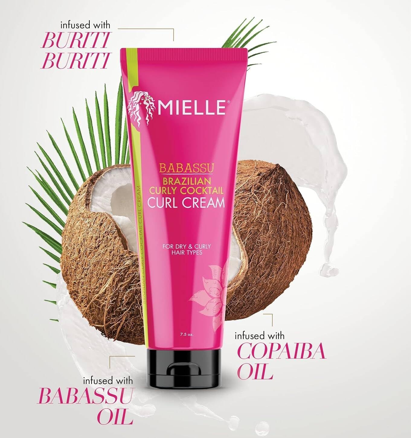 White Smoke Mielle Organics Brazilian Curly Cocktail Curl Cream (7.5 oz.)