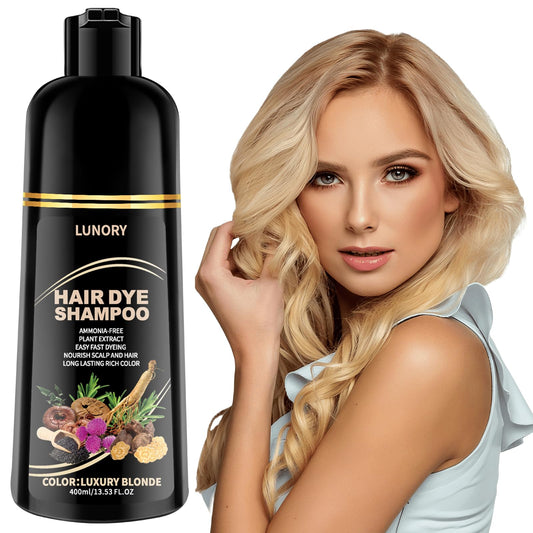 White Smoke Lunory Light Blonde Hair Dye Shampoo for Gray Coverage - 3 IN 1 Hair Color Shampoo with Argan Oil & Ginseng, Ammonia & Paraben Free, Long Lasting Semi-Permanent Natural Color for Women & Men
