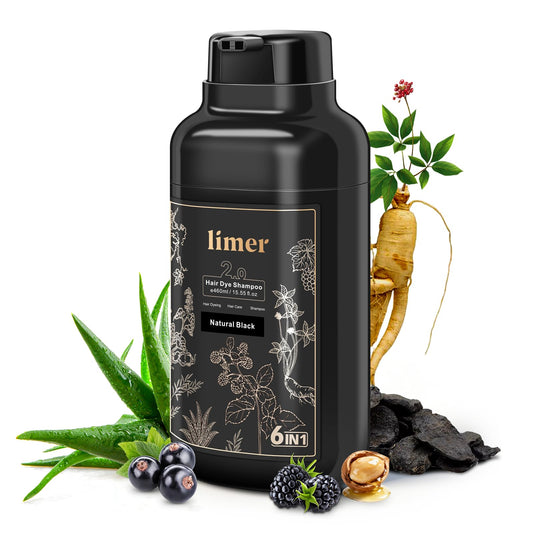 White Smoke Limer Black Hair Dye Shampoo for Gray Hair, 3-in-1 Color Shampoo, 6 Herbal Extracts, 100% Grey Coverage, Non-Staining, 6-8 Weeks Lasting, for Women & Men, Shampoo para Pintar el Cabello, 460ml