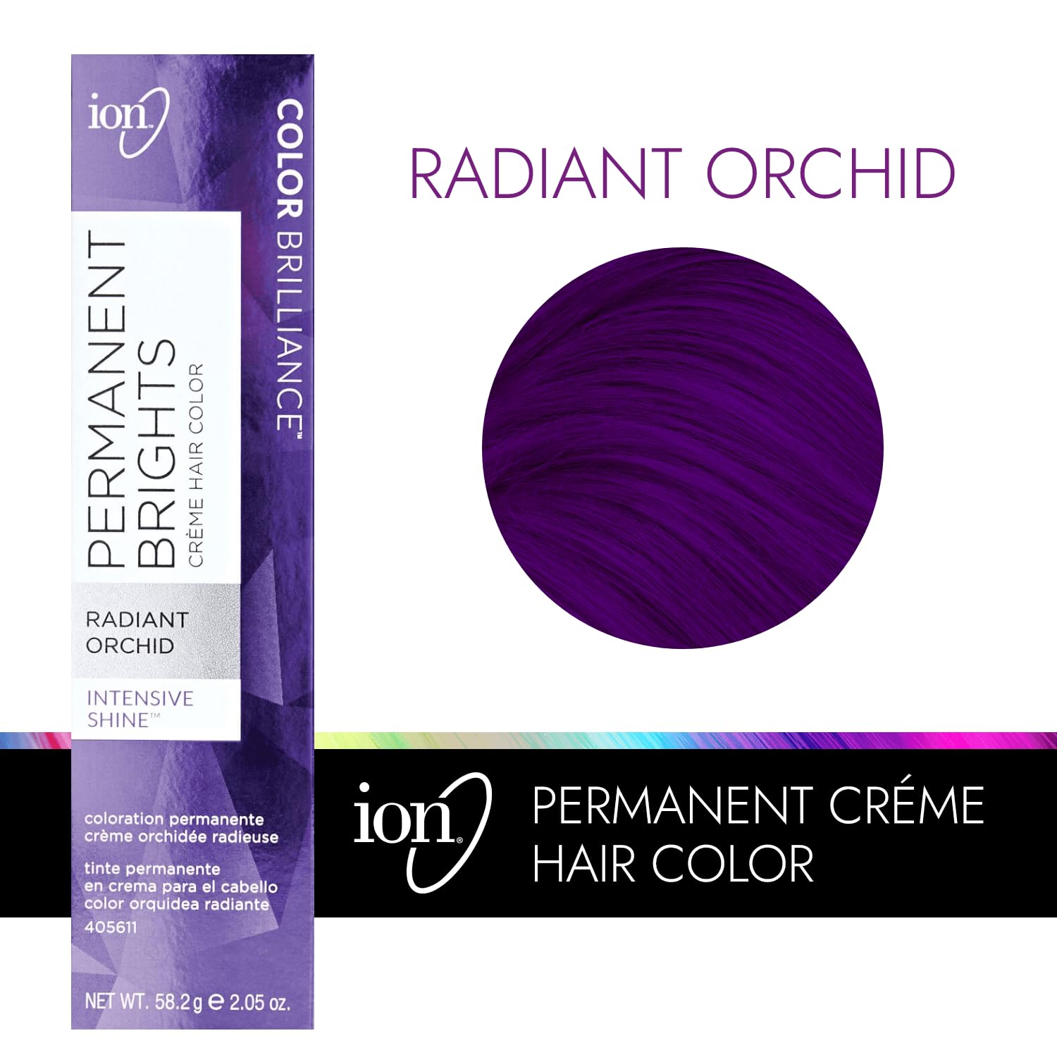 White Smoke Ion Permanent Brights Creme Hair Color Radiant Orchid, Vegan, Cruelty Free, PPD Free, 100% Gray Coverage, Long Lasting, Fade Resistant Color, 2.05 oz
