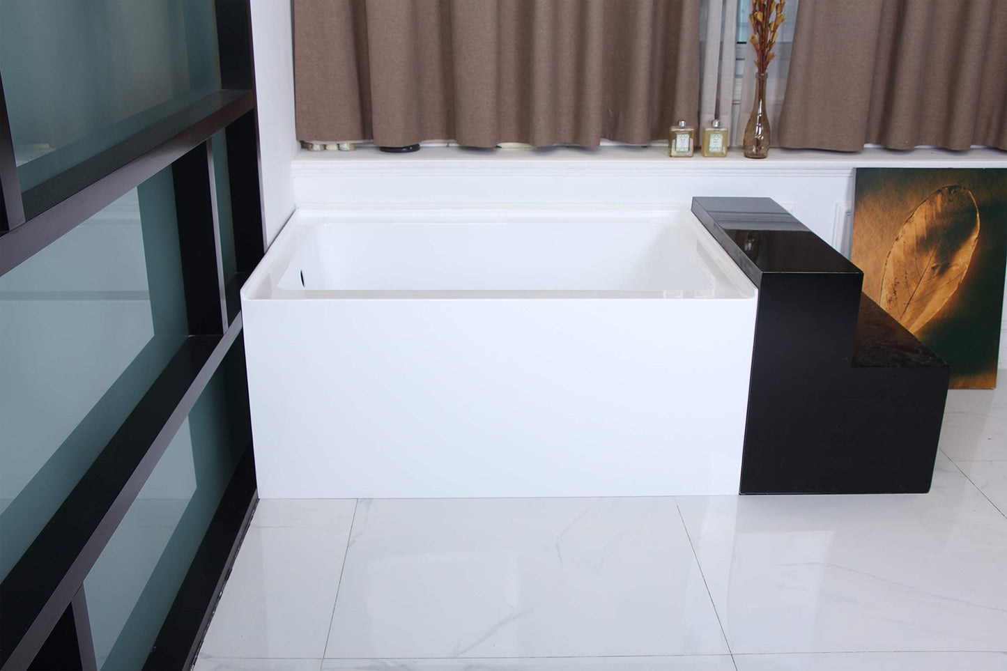 Lavender Kingston Brass Aqua Eden VTDE483222L Ambry 48-Inch Acrylic Alcove Tub with Left Hand Drain Hole, White