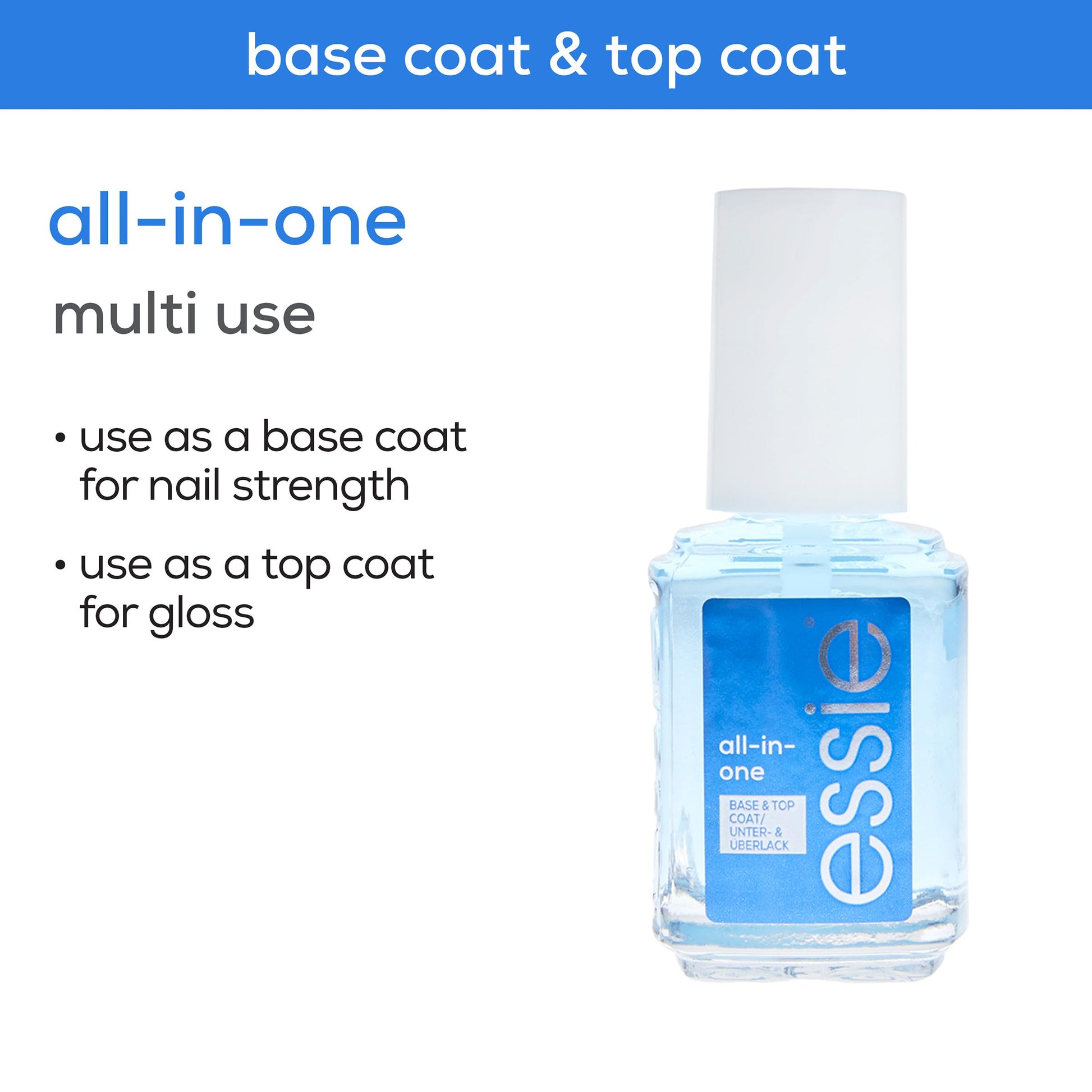 White Smoke essie All-In-One Base Coat + Top Coat + Strengthener Nail Polish, 0.46 Ounces (Packaging May Vary)
