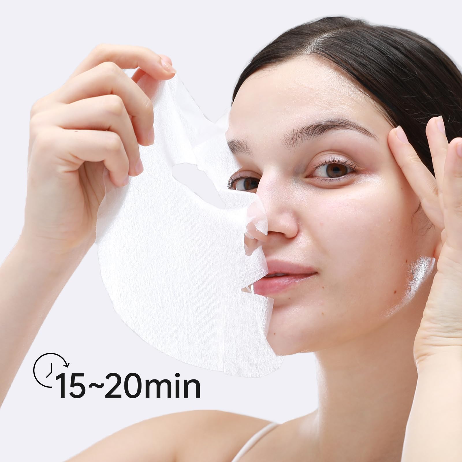 White Smoke +WIS+ Intensive Hydrating Natural Face Masks 24 EA | Hyaluronic Acid & Collagen | Tend Skin, Sensitive Skin Safe | Pore Minimizing, Elasticity Boost | Dehydrated Skin Repair | Galentines Gifts Bulk