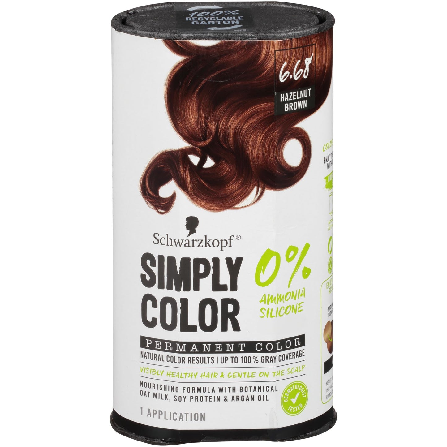 Lavender Schwarzkopf Simply Color Hair Color 6.68 Hazelnut Brown, 1 Application - Permanent Hair Dye for Healthy Looking Hair without Ammonia or Silicone, Dermatologist Tested, No PPD & PTD