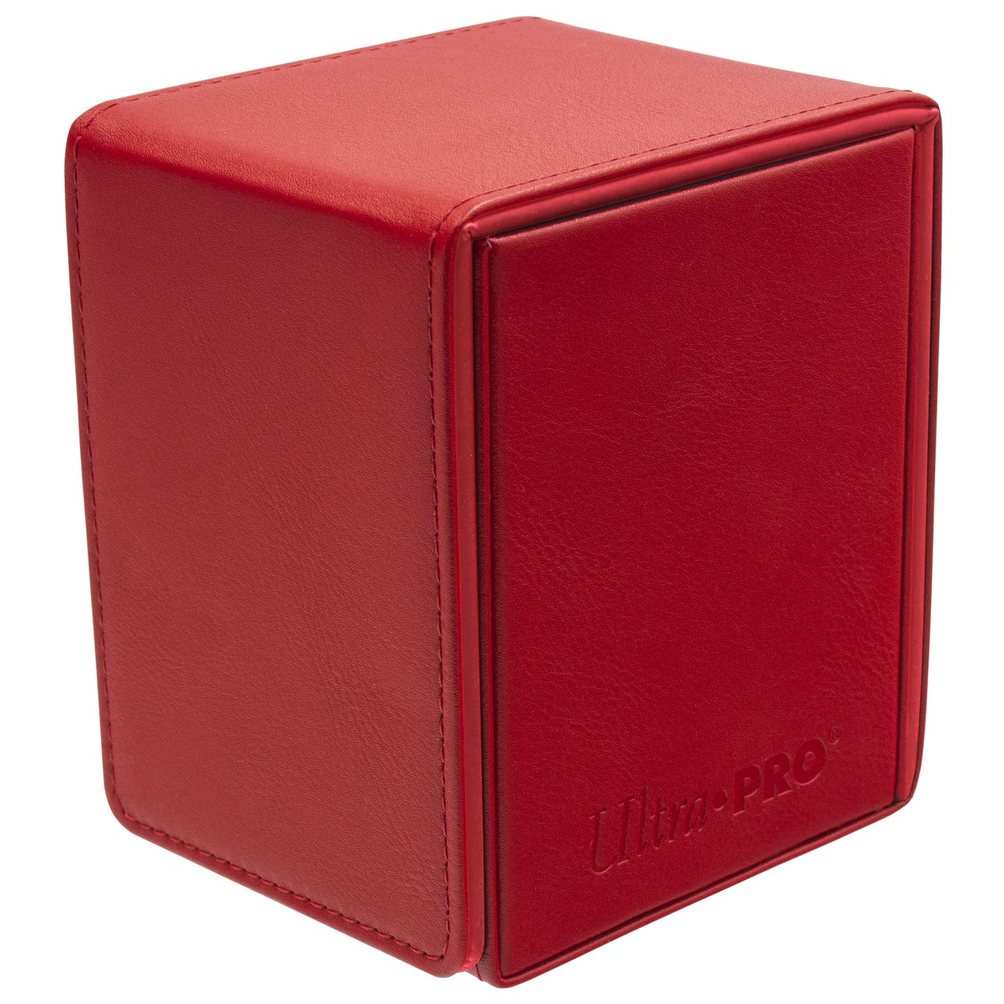 Dark Red Ultra Pro - Vivid Alcove Flip Card Deck Box (Red) - Stores & Protects Up To 100 Standard Size Collectible Cards, Baseball, Gaming, Sports or Any Standard Size Cards In Collections
