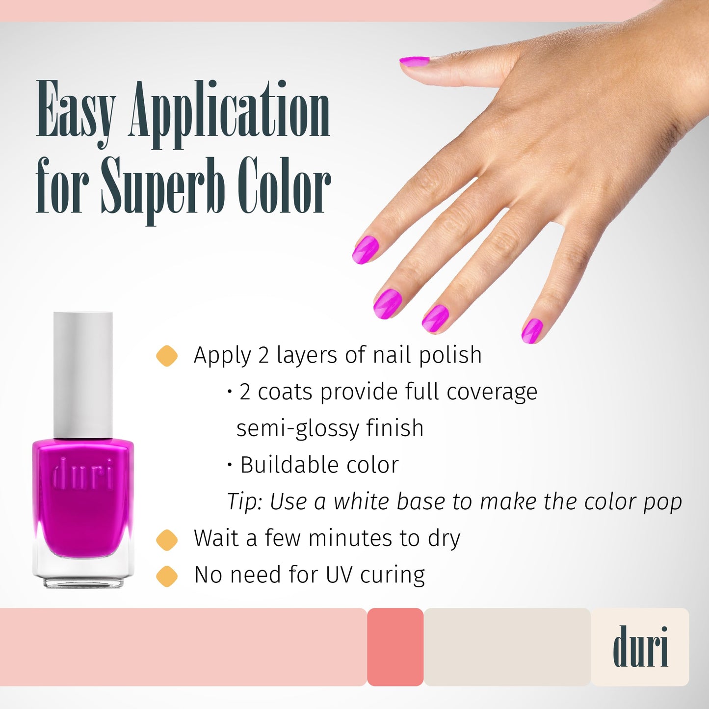 White Smoke duri 791 Berry Margarita - Neon Purple Nail Polish, Semi Matte, Fast Drying, 0.45 Fl Oz