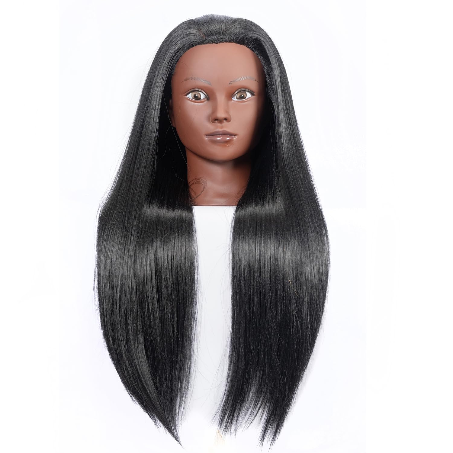White Smoke Training Head 26"-28'' Mannequin Head Hair Styling Manikin Cosmetology Doll Head Synthetic Fiber Hair Hairdressing Training Model Free Clamp Exquisite Gifts (black)