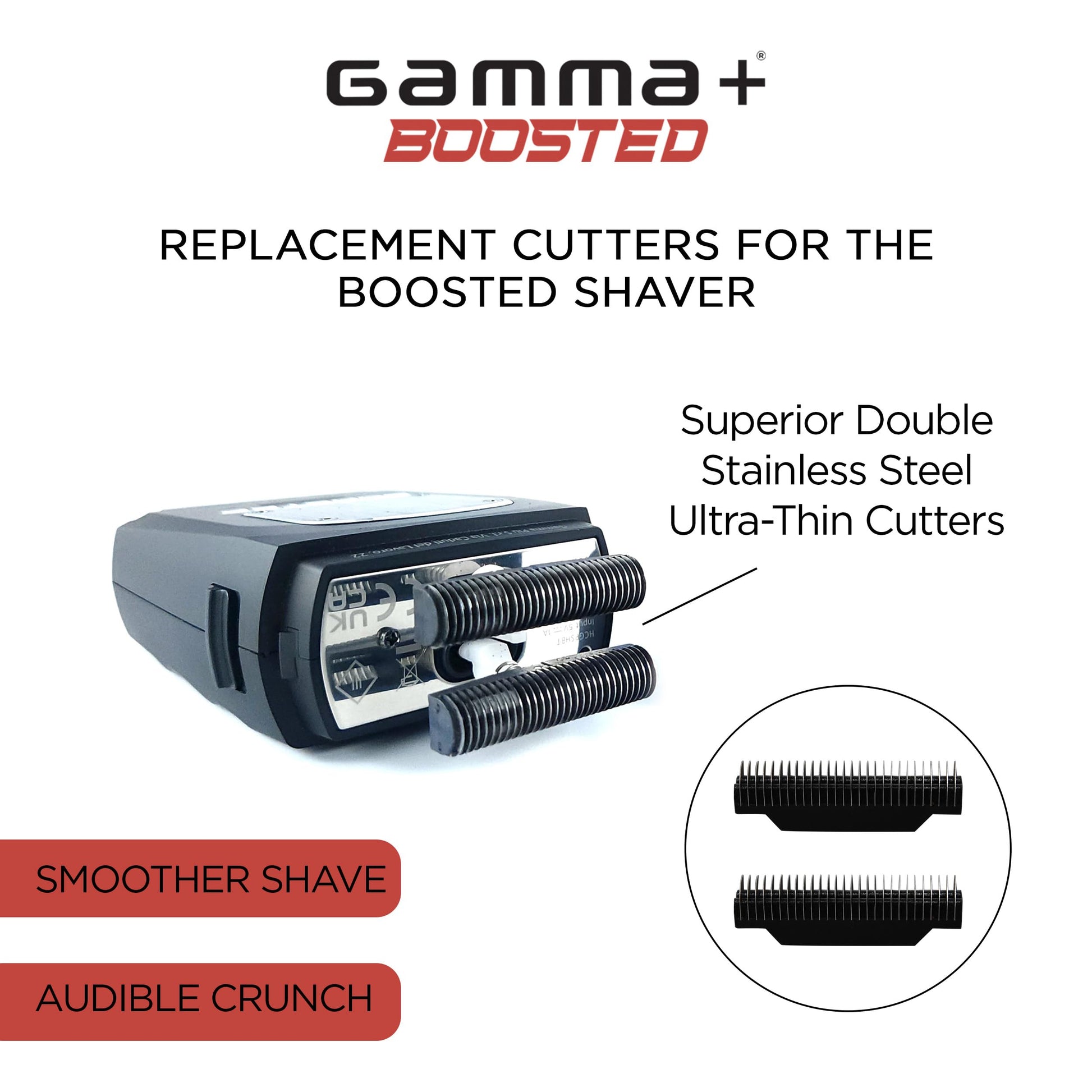 White Smoke GAMMA+ Replacement Set of 2 Stainless Steel Crunchy Cutters Compatible with Gamma+ Boosted Shaver