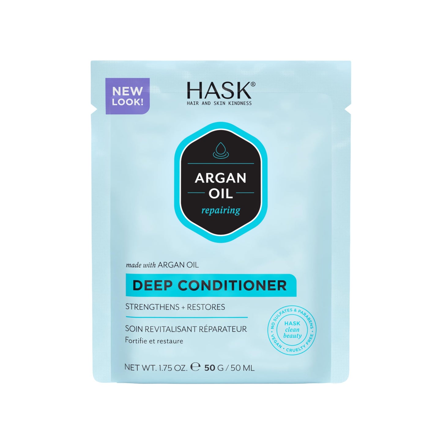 Powder Blue Hask Argan Oil From Morocco Repairing Deep Conditioner, Hair Treatment 1.75 oz