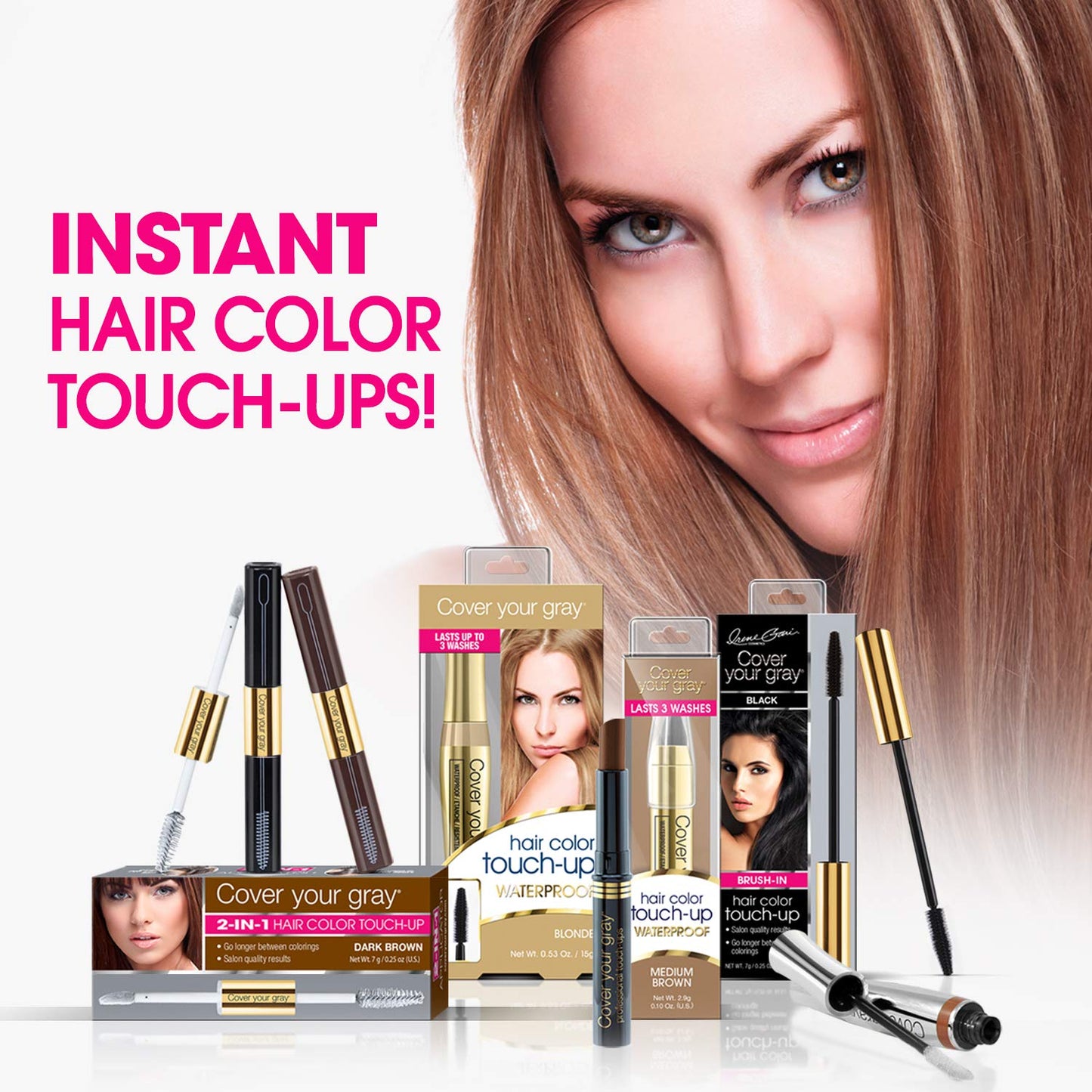 White Smoke Cover Your Gray Brush-In Wand - Dark Brown