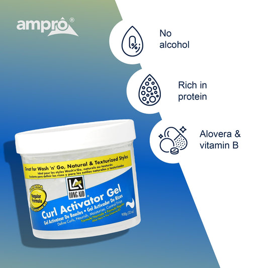 White Smoke AmPro Long-Aid Activator Gel - Enriched with Aloe Vera, Protein, and Vitamin B Complex - Brings Essential Moisture to Strands - Defines Your Natural Curls - Regular - 32 oz