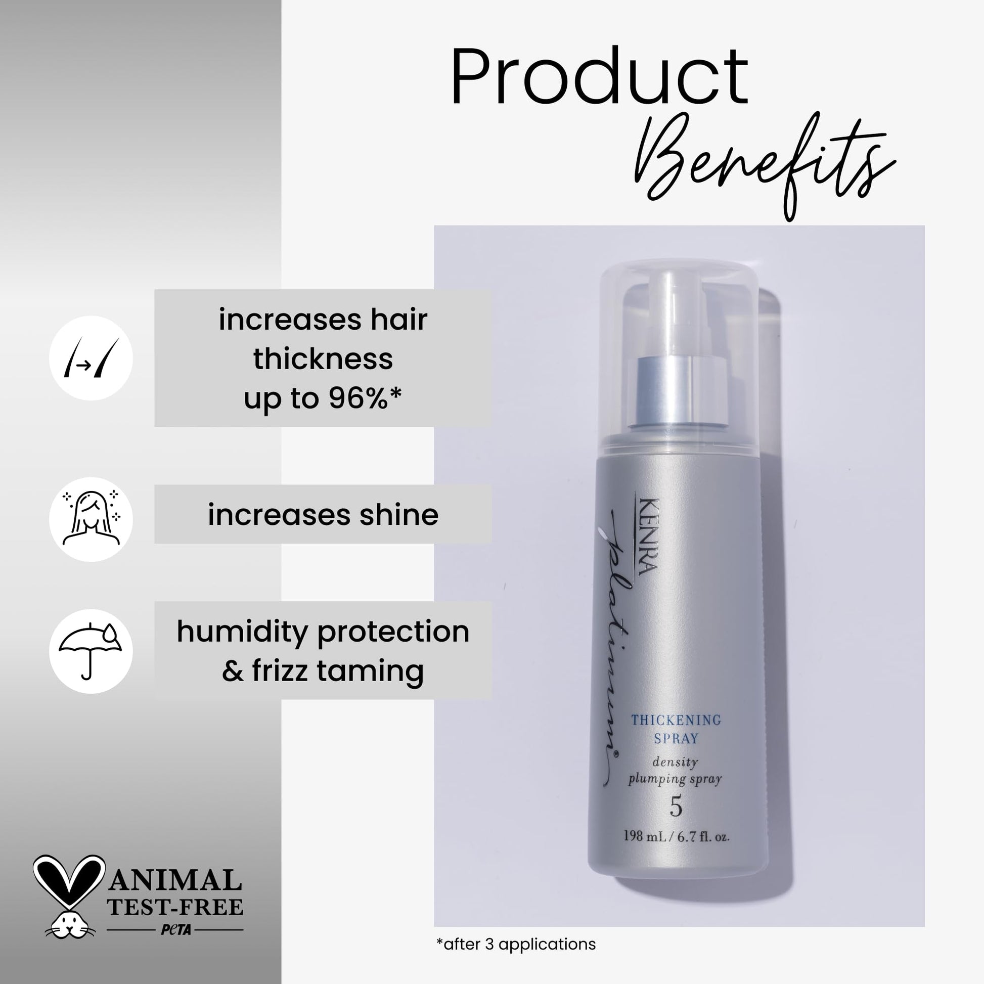 White Smoke Kenra Professional Platinum Thickening Spray 5 | Volumizing Styler | All Hair Types | 6.7 fl. oz. (2-Pack)