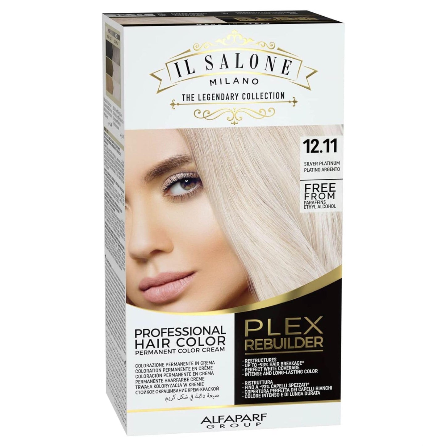 Lavender Il Salone Milano Plex Rebuilder Permanent Hair Color Cream - 12.11 Silver Platinum Hair Dye - Professional Salon - Premium Quality - Protects and Restructures - Paraffin, Paraben, Ethyl Alcohol Free