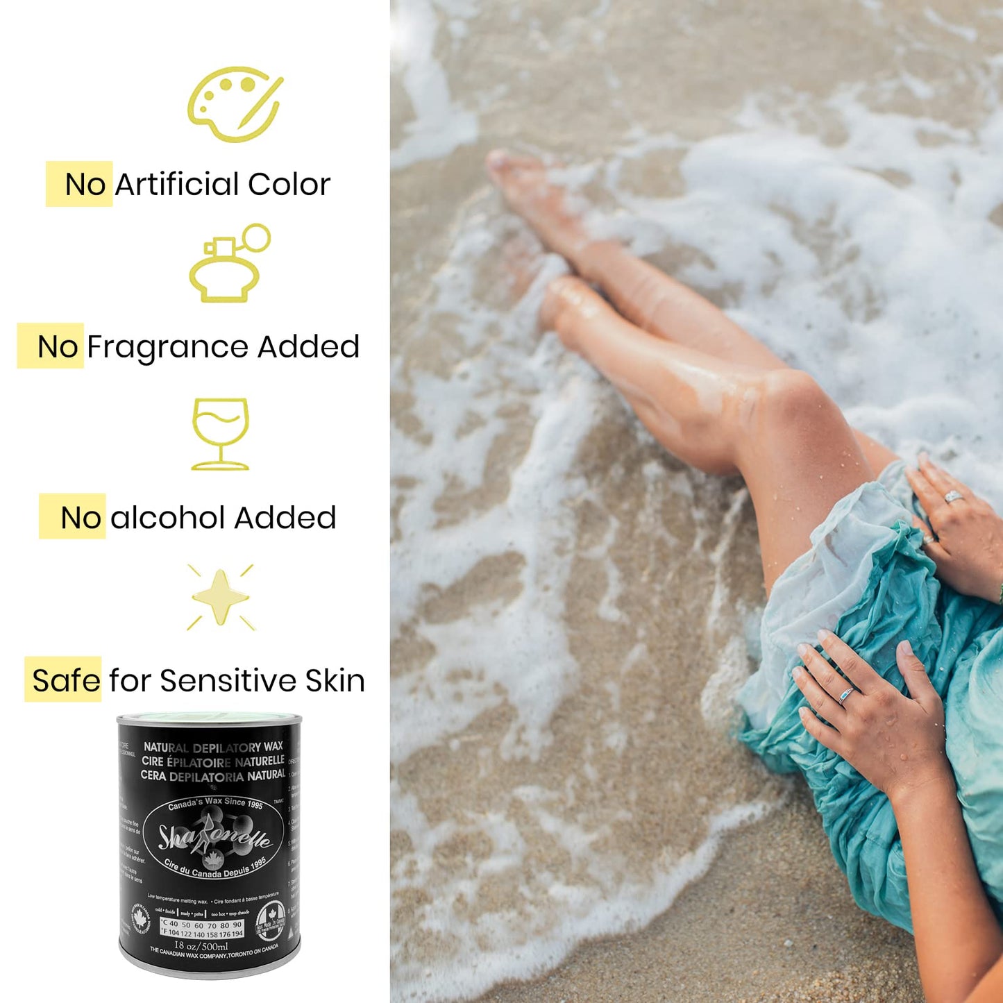 White Smoke 6PC Natural Soft Wax All Purpose Canned Wax for Sensitive Skin Canada-Made Melting Wax by Sharonelle