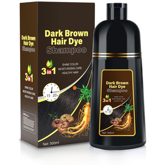 Dark Slate Gray Dark Brown Hair Dye Shampoo 3 in 1 for Gray Coverage for Women/Men, Color Shampoo Instant Herbal Ingredients Semi Permanent