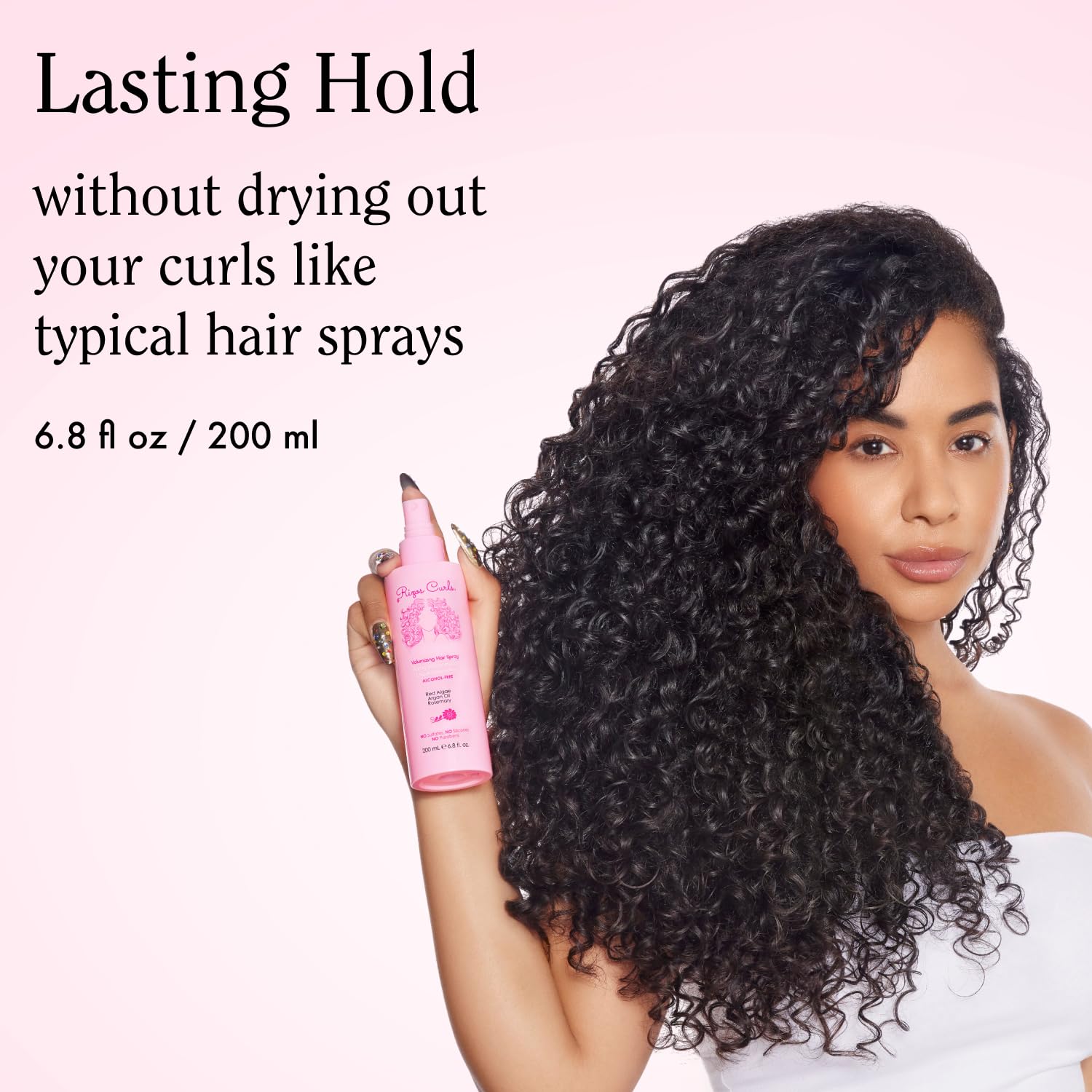 Lavender Blush Rizos Curls Alcohol-Free Curl Hair Spray – Flexible Hold, Volume & Frizz Control – Adds Shine & Bounce for All Hair Types Wavy, Curly, Coily 1a–4c – Sulfate, Paraben & Alcohol-Free