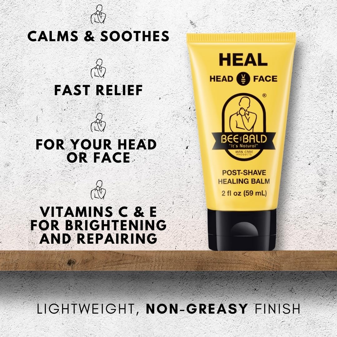 Lavender Bee Bald HEAL Aftershave for Men Healing Balm, Immediately Calms & Soothes Damaged Skin, Treats Bumps, Redness, Razor Burn & Other Shaving Irritations (2 Fl Oz)