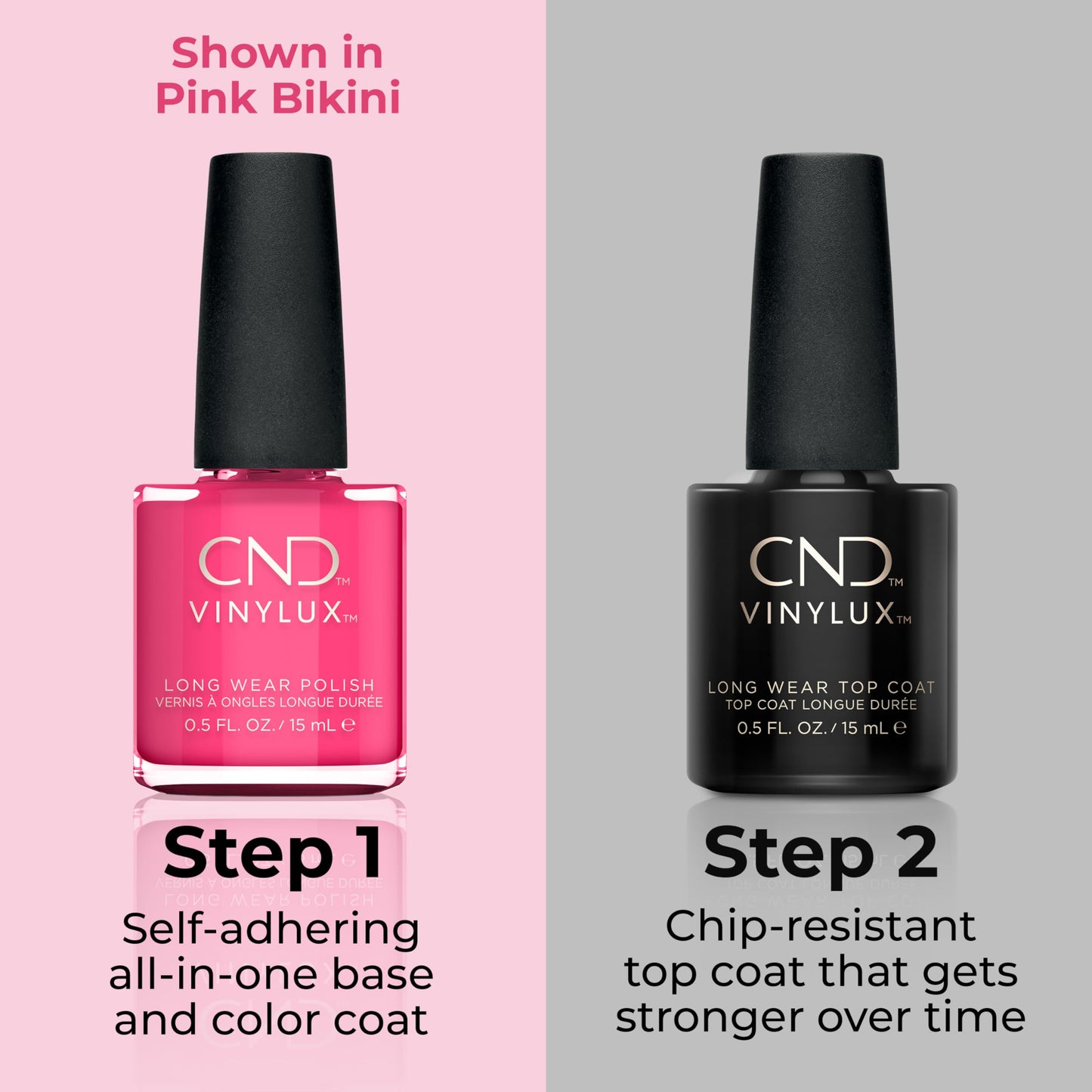 Gray CND Vinylux Longwear Pink Nail Polish, Gel-like Shine & Chip Resistant Color, 0.5 Fl Oz