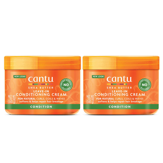 Sandy Brown Cantu Leave-In Conditioning Cream for Natural Hair with Pure Shea Butter, 12 oz (Pack of 2)
