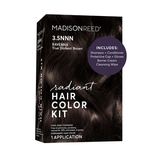 Black Madison Reed Radiant Hair Color Kit - 3.5NNN Darkest Brown-Black (Ravenna Brown), 100% Gray Hair Coverage Permanent Hair Dye for Resistant Grays | PPD-Free & Ammonia-Free, 1 Pack