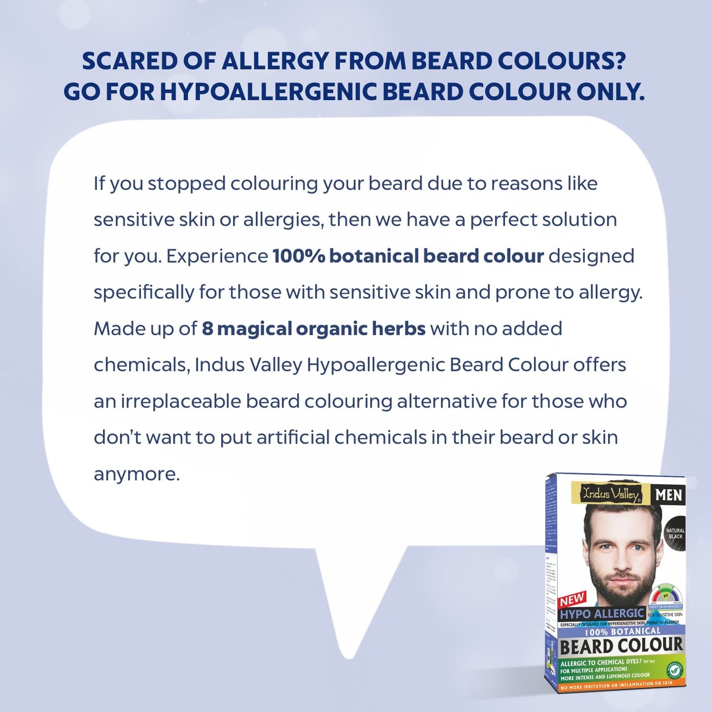 White Smoke Indus Valley 100% botanical Hypo Allergic Beard Color for Men, Men's Natural Beard Hair Coloring Kit, Amonia & PPD Free Made up of 8 Organic Ingredients, Vegan Free (100g+ 15ml)(Black)