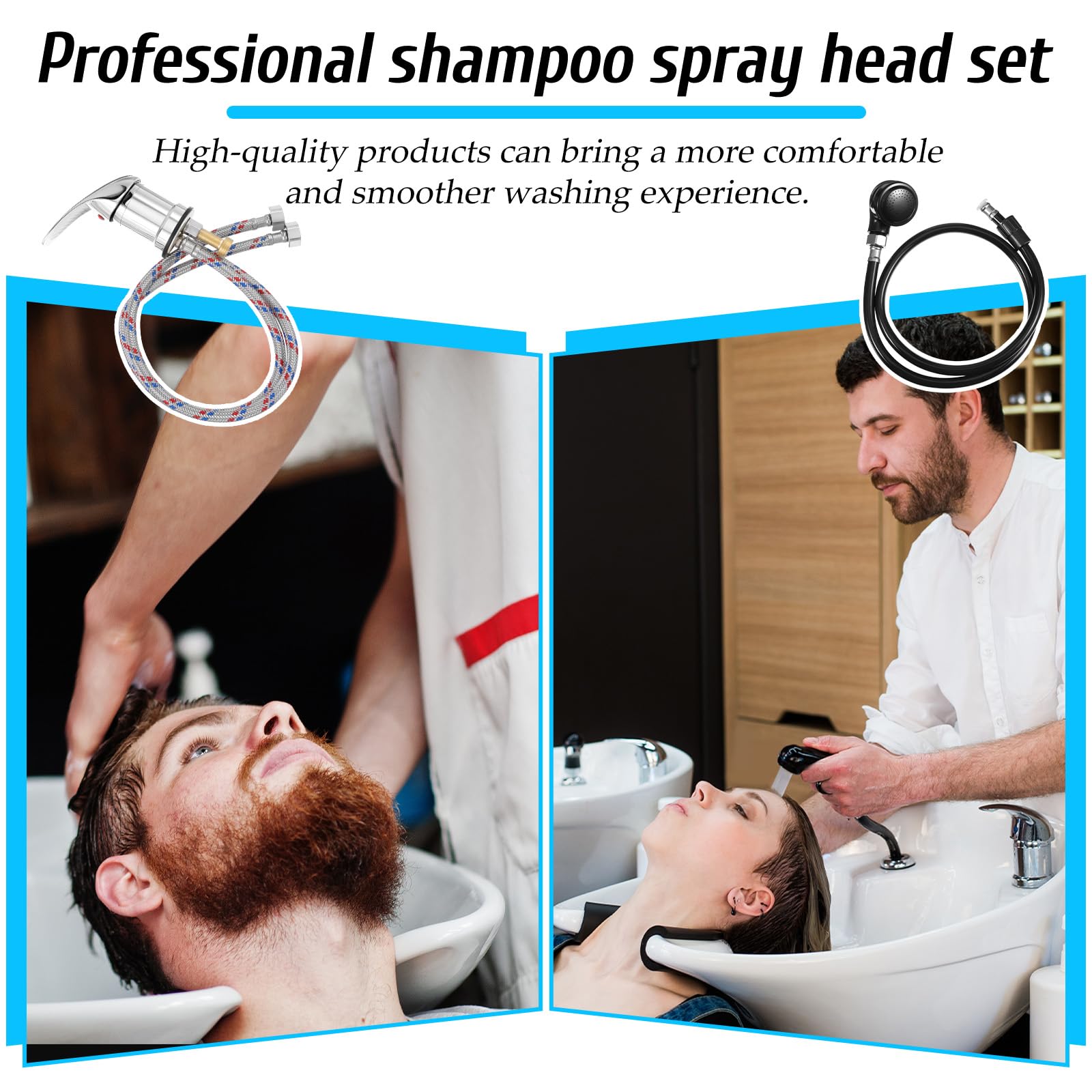 White Smoke Salon Shampoo Bowl Faucet, Zinc Alloy Salon-Shampoo Bowl Faucet and Sprayer Kit with Spray Hose, Salon-Sink Faucet-Replacement or Salon Sink Parts for Shampoo Bed