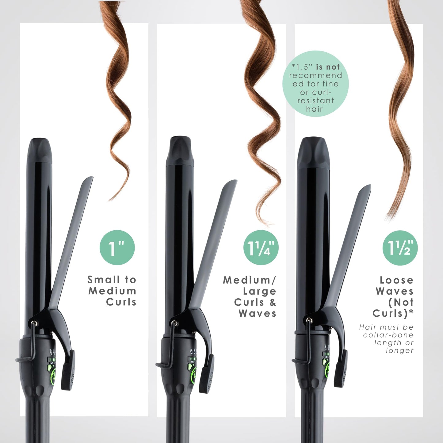 White Smoke MINT REVAMP X-Long Barrel 1 Inch Curling Iron — Easier & Faster Styling for Long Hair | Truly Ionic & Even Heat Ceramic Curling Iron 1 Inch | Professional Optimized Clamp for Smooth Salon Curls