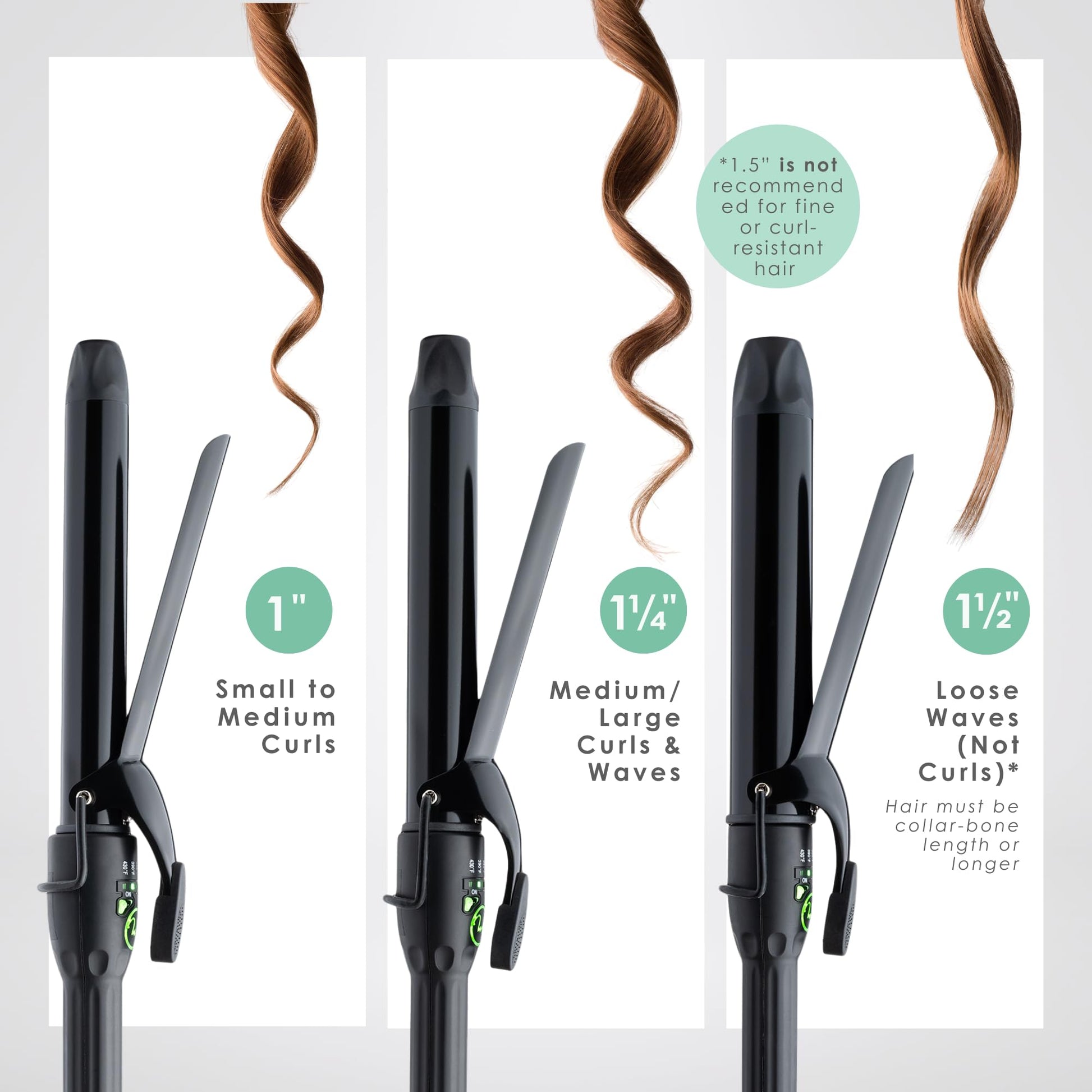 White Smoke MINT REVAMP X-Long Barrel 1 Inch Curling Iron — Easier & Faster Styling for Long Hair | Truly Ionic & Even Heat Ceramic Curling Iron 1 Inch | Professional Optimized Clamp for Smooth Salon Curls