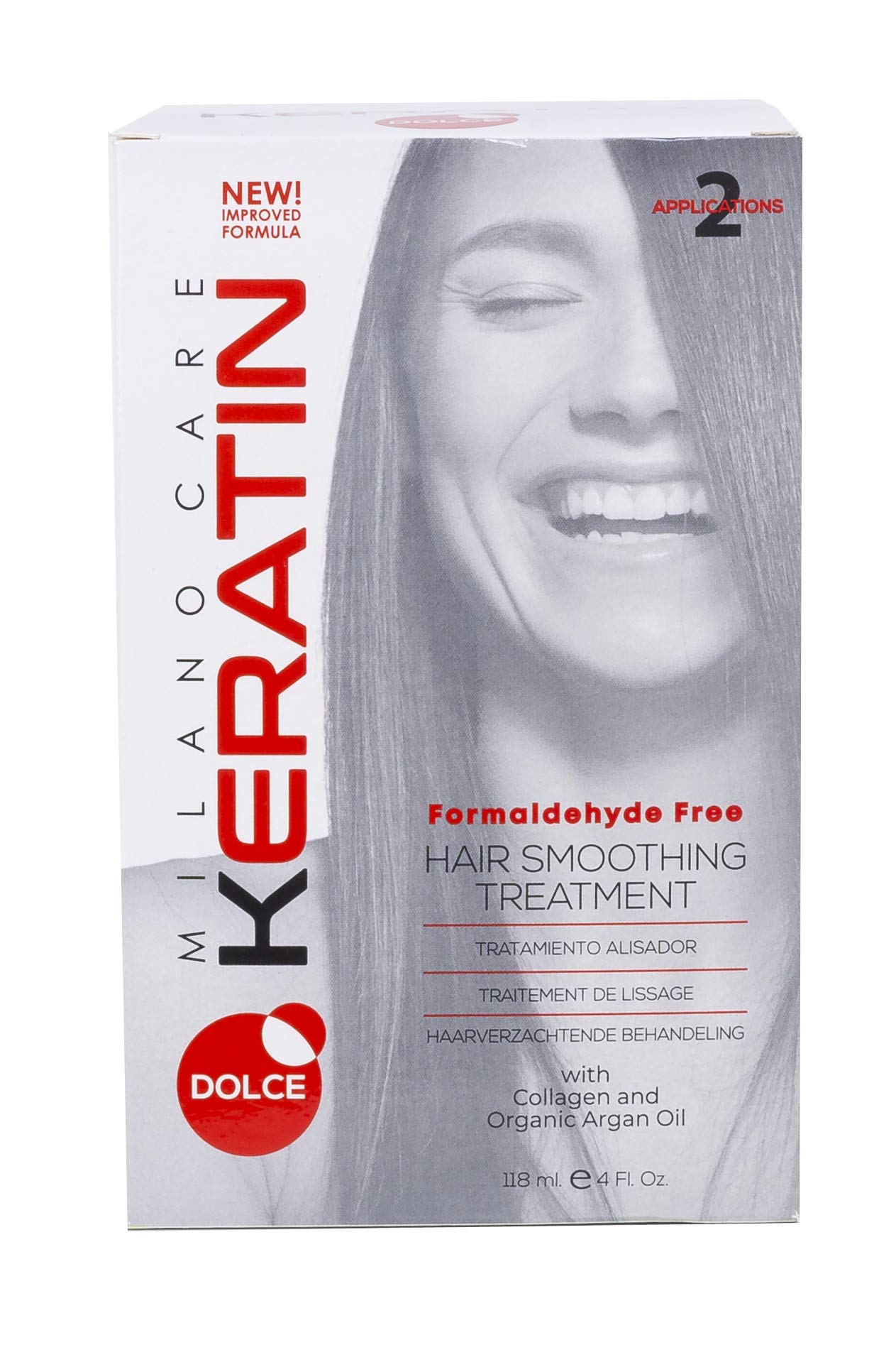 Dark Gray Milano Care Keratin Hair Smoothing Treatment - Professional Salon System with Clarifying Shampoo, Dolce 4 fl oz