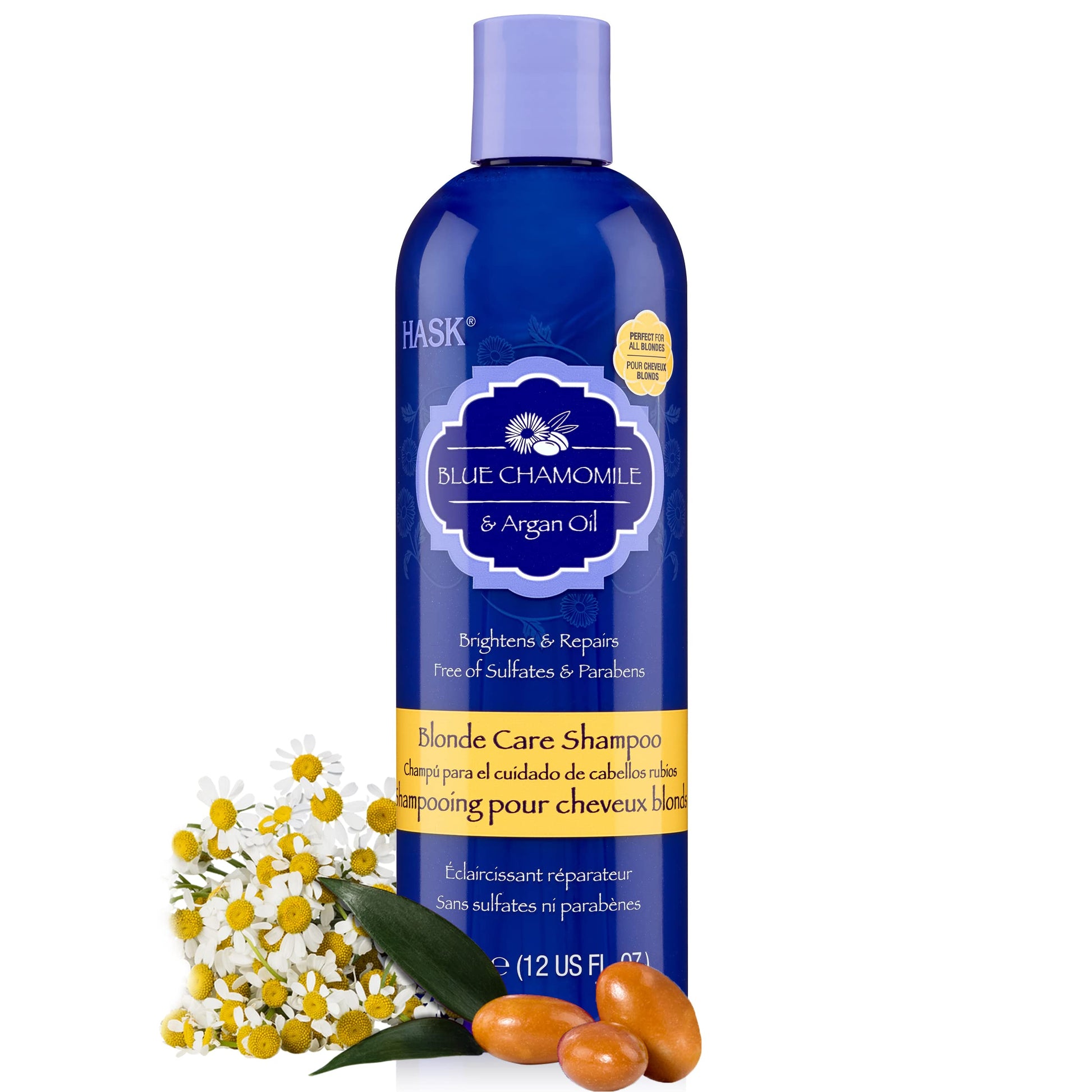 White Smoke Hask Chamomile & Argan Oil Blonde Care Shampoo, 12 Ounce