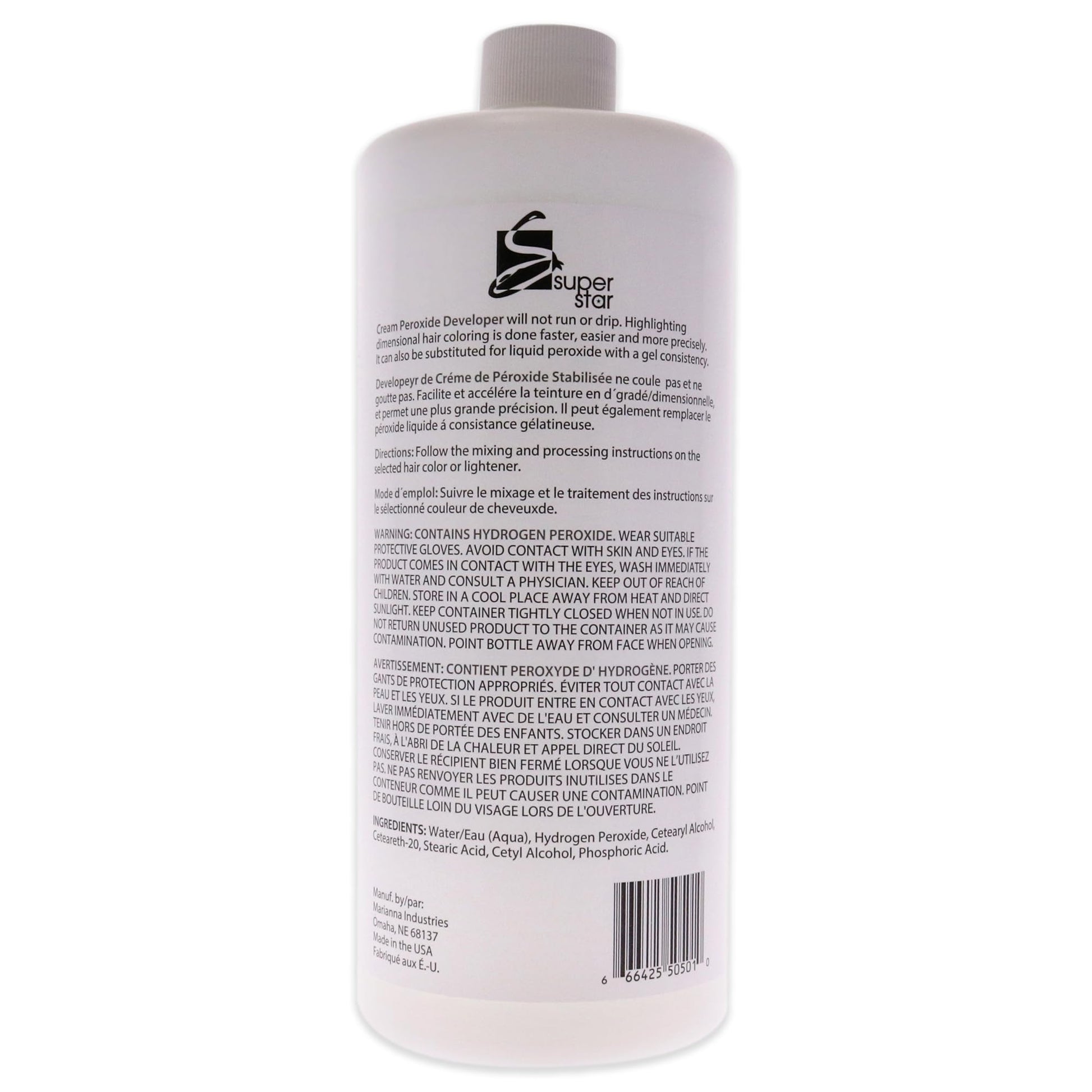 Gray Super Star 50 Volume Cream Peroxide Developer by Marianna for Unisex - 32 oz Cream