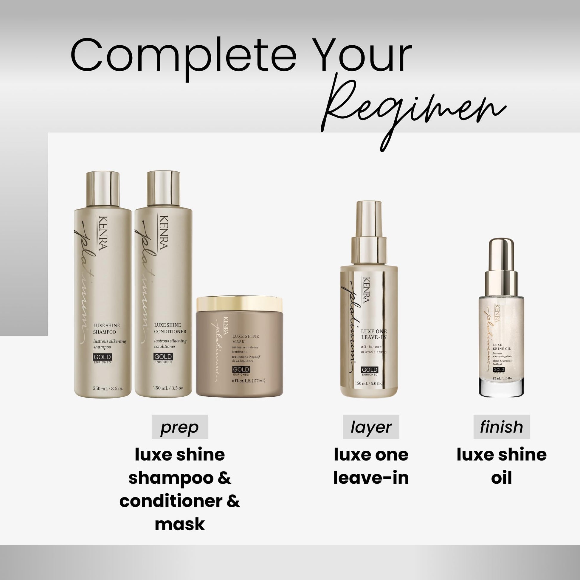 White Smoke Kenra Professional Platinum Luxe Shine Shampoo/Conditioner | Gold Enriched | Transforms Dull And Lifeless Strands To Glamorous And Full-Bodied Hair | All Hair Types | 8.5 fl. Oz (Set)