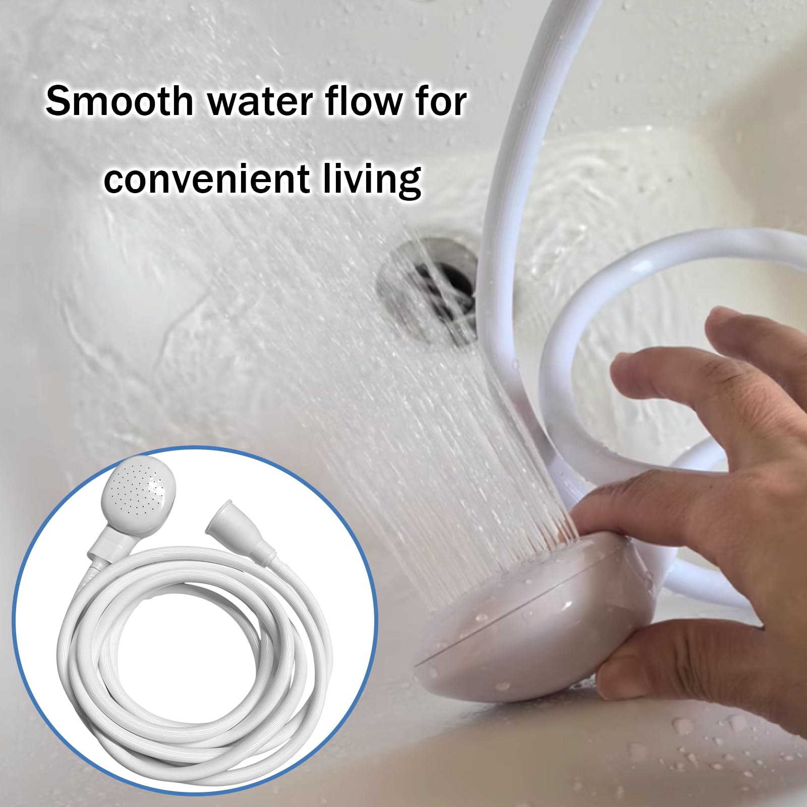Gray 16.4FT Sink Spray Hose,Portable Sink Hose Sprayer, Shampoo Sprayer Hand Heldhead Shower Spray for Bathing Baby,Pets,Washing Hair,Rinsing Vegetables