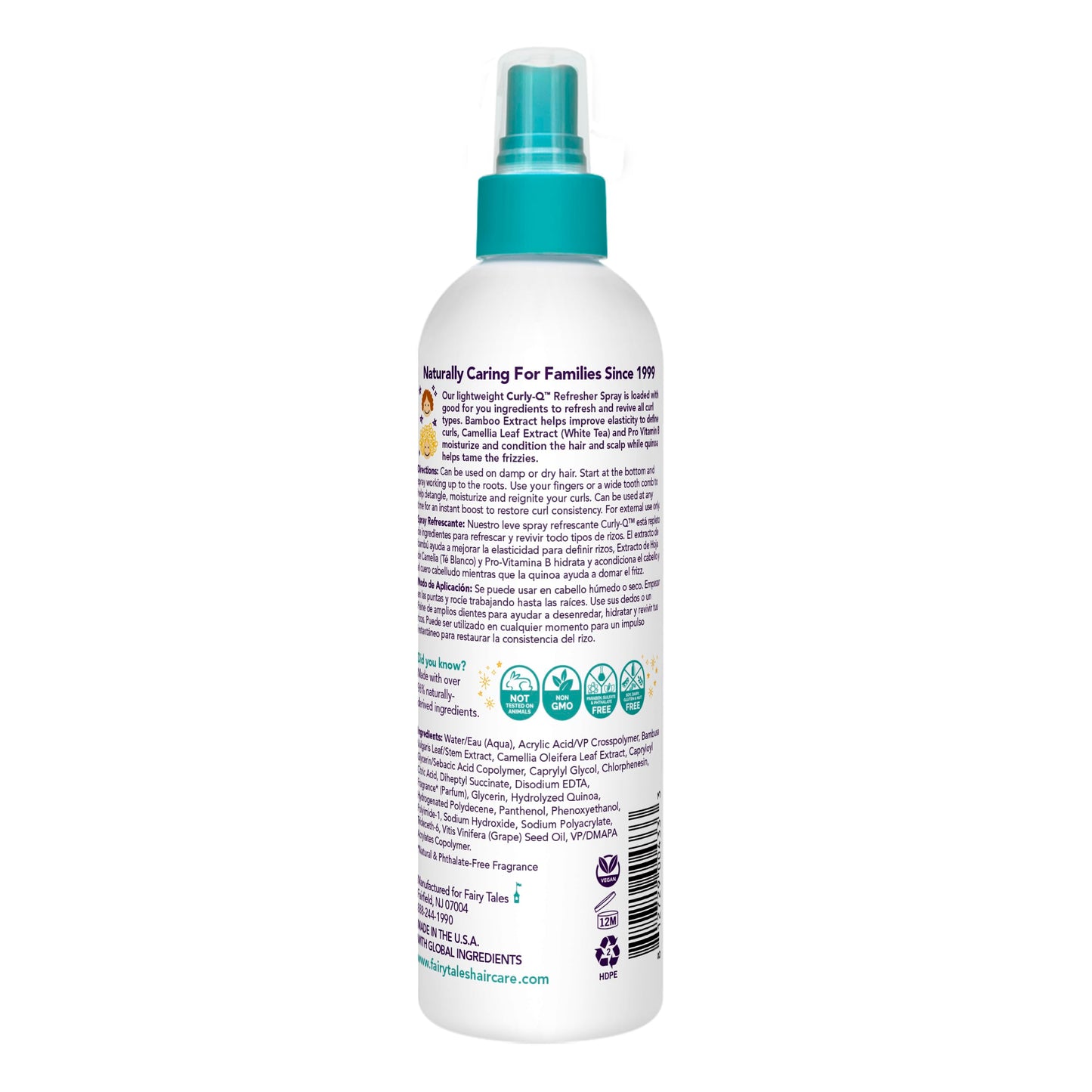 White Smoke Fairy Tales Curly-Q Curl Refresher for Kids - Lightweight Spray to Define Curls, Add Bounce and Reduce Frizz - 8oz