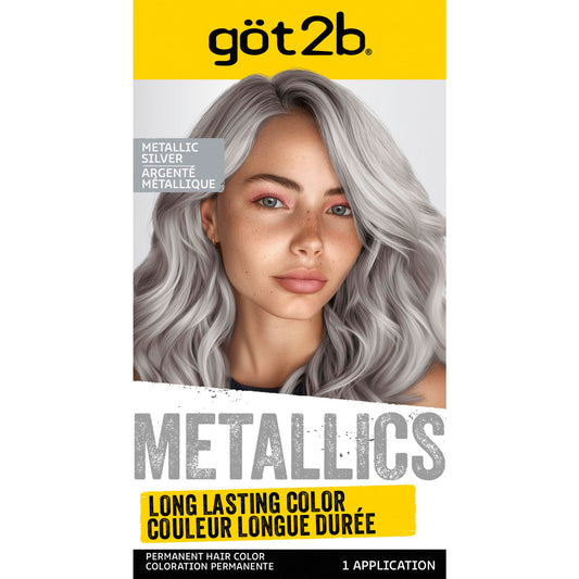 White Smoke Got2b Metallics Permanent Hair Color, M71 Metallics Silver