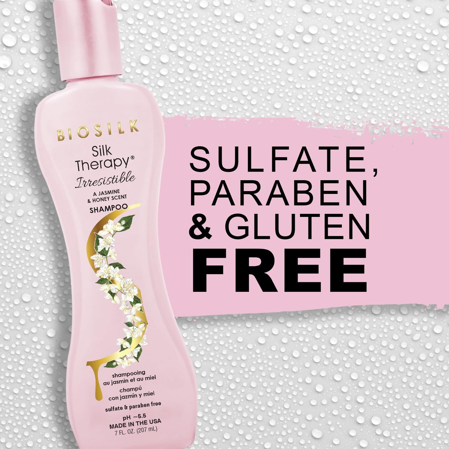 Lavender BioSilk Irresistible Shampoo, Cleanses & Conditions Frizzy Hair, Jasmine & Honey Scent, Silk Proteins & Botanical Extracts, Sulfate-Free, Paraben-Free, Cruelty-Free, 7 Oz