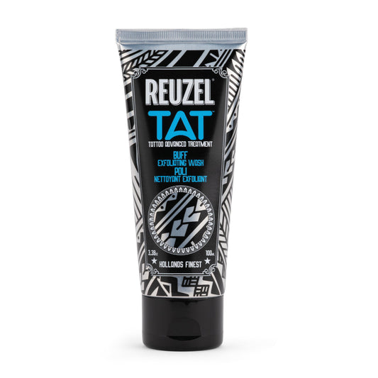 White Smoke REUZEL Buff Exfoliating Wash, Gentle Tattoo Cleanser Scrub, Brightens, Smooths, Reveals Definition and Color, Non-Damaging, Vegan Formula, 3.38 oz