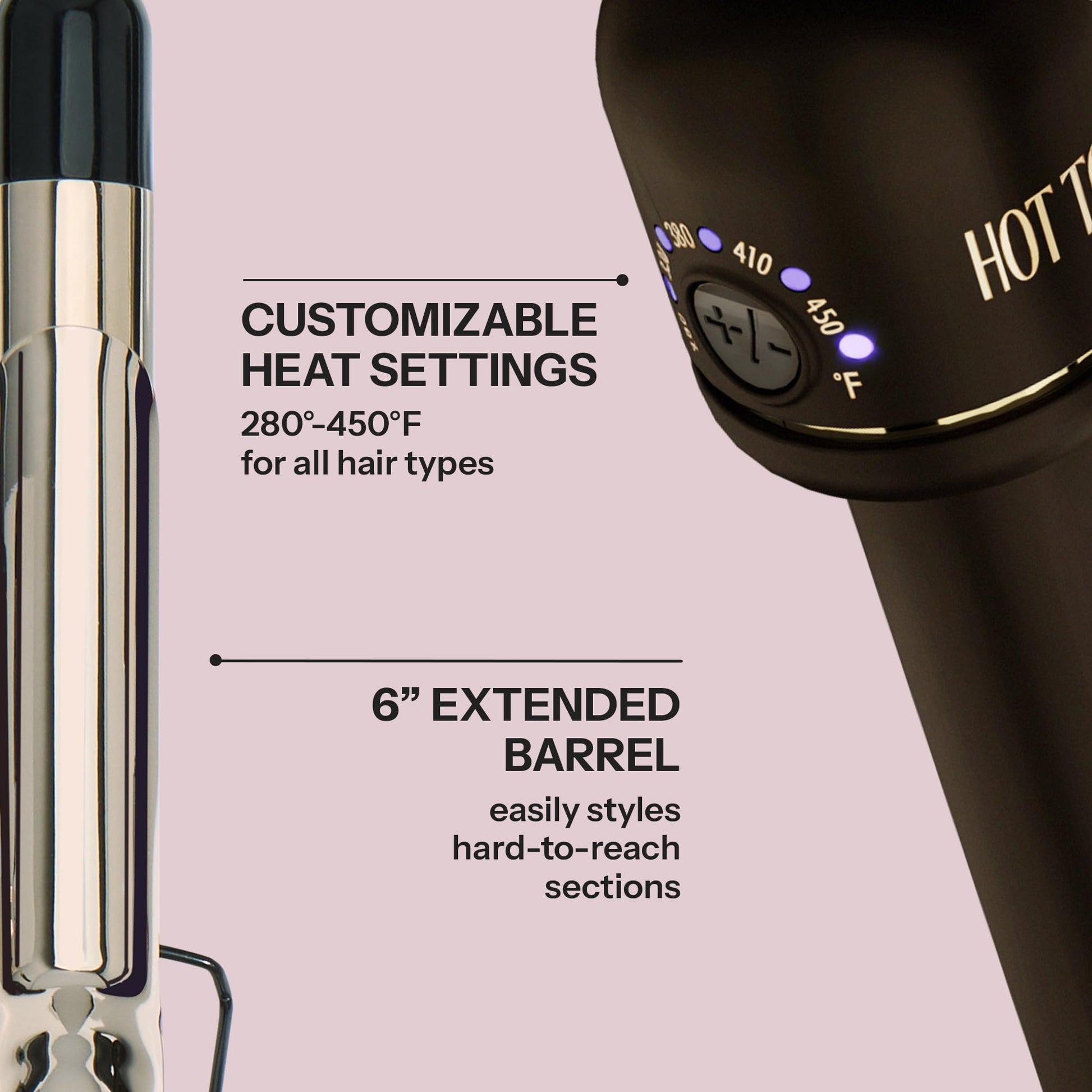Thistle HOT Tools 24K Gold Professional 1 1/2" Extended Barrel Curling Iron with Clamp for Bouncy Curls, Faster Styling, Less Damage & Long-Lasting Results
