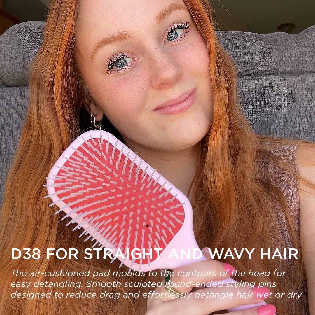 Sienna Denman D38 Paddle Hairbrush Pink crush -Air cushioned pad for Detangling, Blow drying, Smoothing, Styling brush - Hair brush For All Hair types - Women and Men