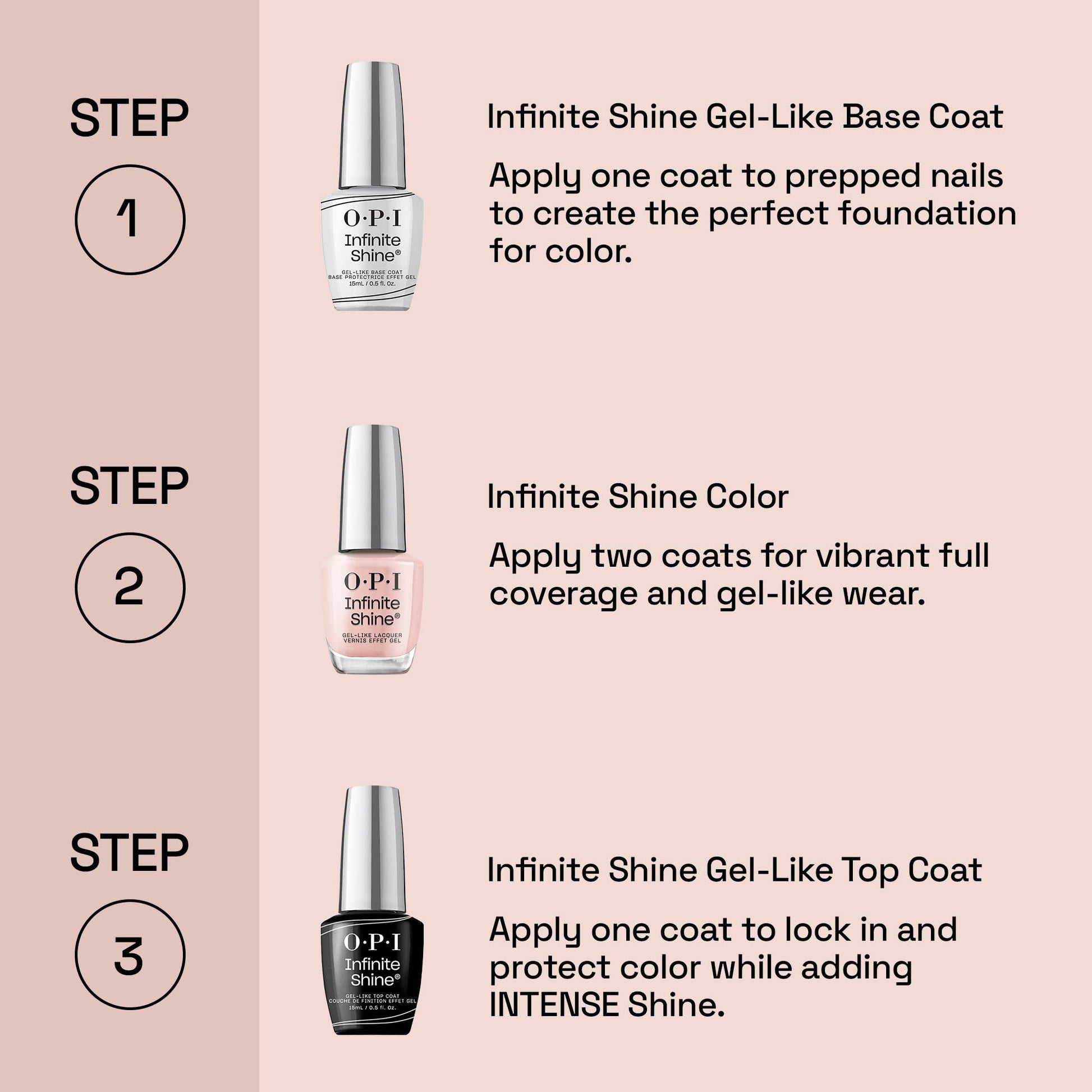 Misty Rose OPI Infinite Shine I’m Not Really an Influencer | Semi-Sheer Bright Neutral Pink Fuchsia with Glitter Long Wear Nail Polish | The New OPIcons Collection | Spring 2026