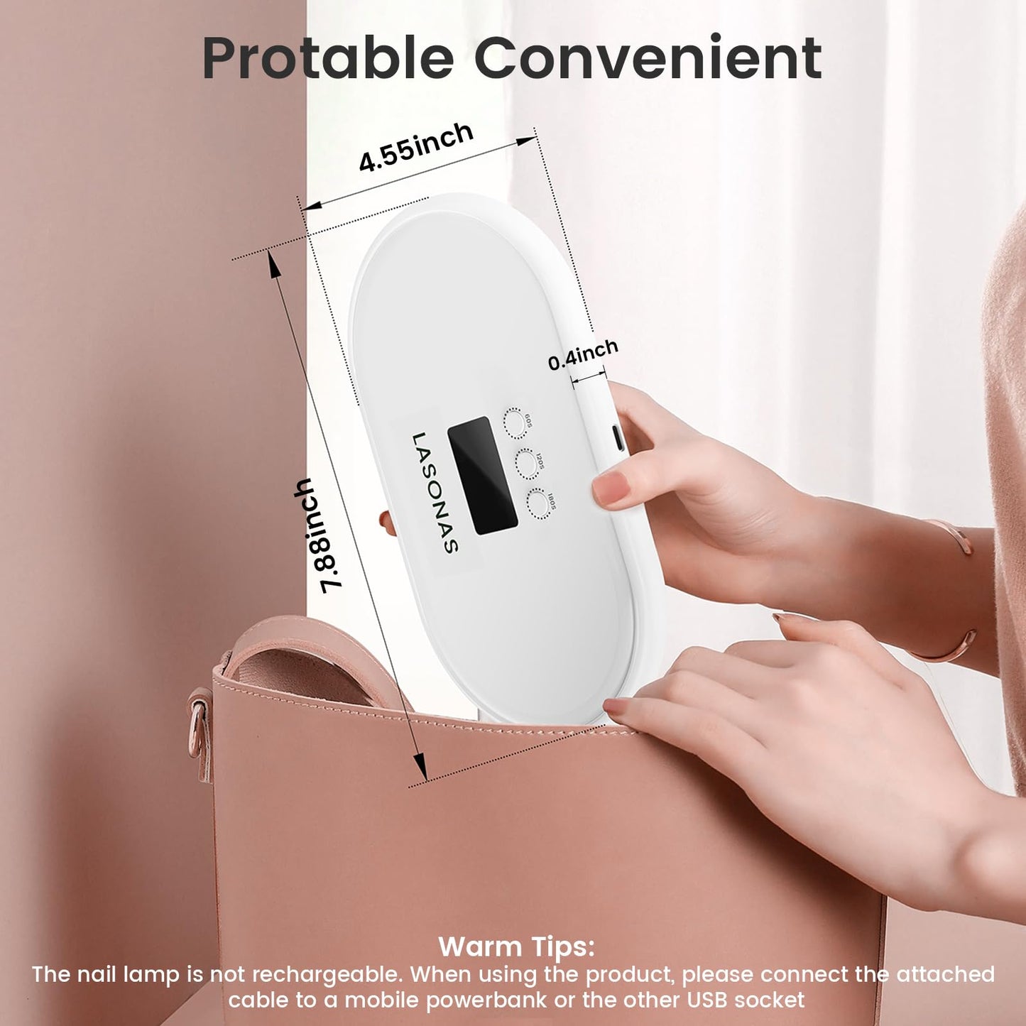 White Smoke LASONAS UV LED Nail Lamp for Gel Polish 24W UV Light 3 Timer Setting Fast Drying Curing Mini Portable Cure Lamp for Gel Stickers and Strips Home Nail Care Salon