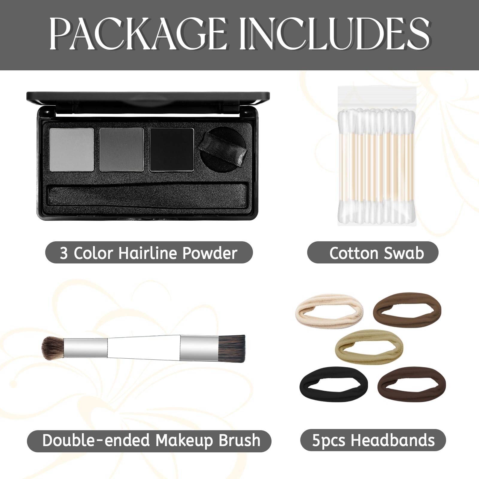 White Smoke Comdian Hairline Powder for Women and Men, 3 Color Root Touch Up Hair Color Powder for Gray Coverage, Thinning Hair and Bald Spot, Black