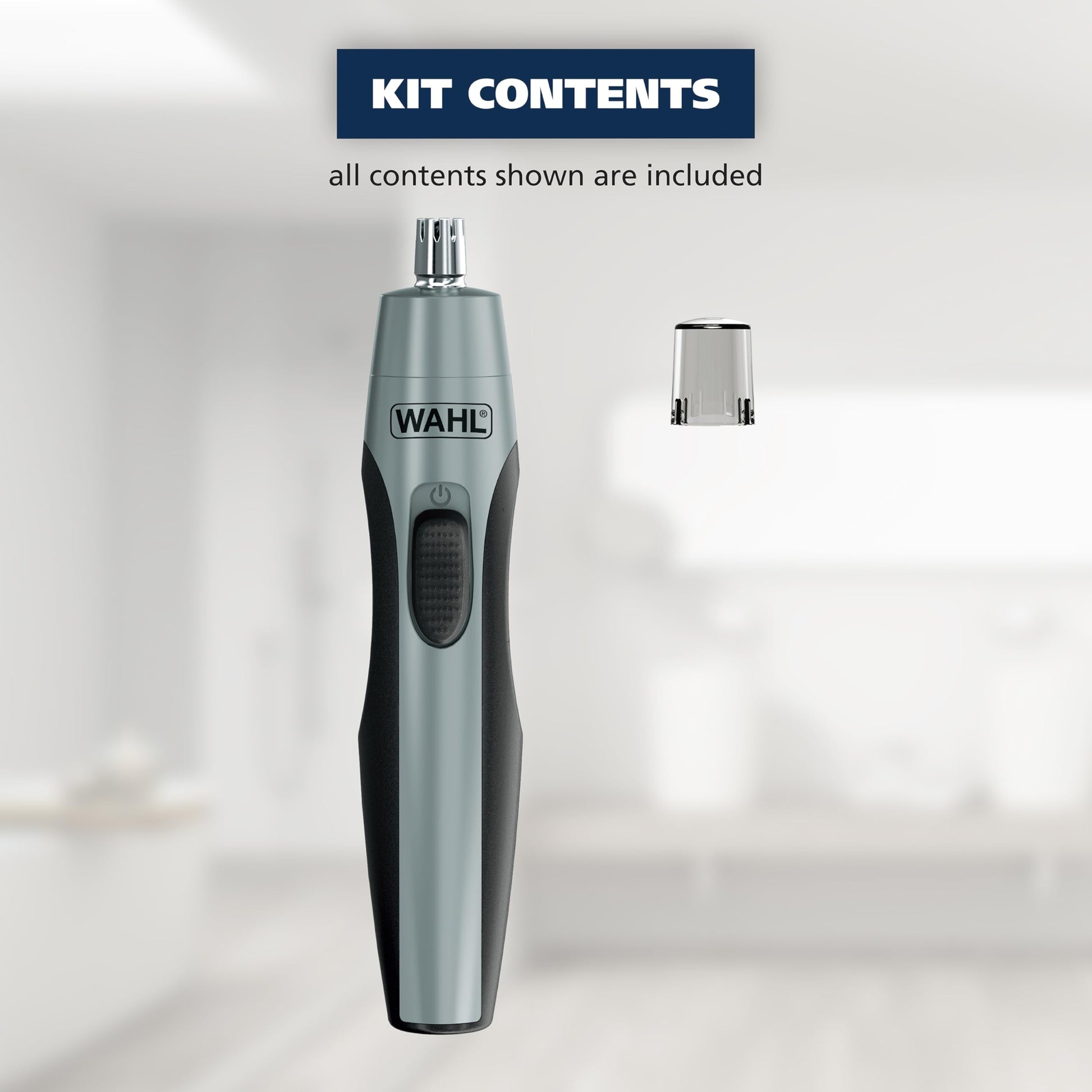 Light Gray Wahl Clipper Battery Operated, Precision Ear and Nose Hair Trimmer for Men, Hygienic Nose Trimmer with Rinseable Blade for Easy Cleaning, Perfect for Travel – Model 3026462