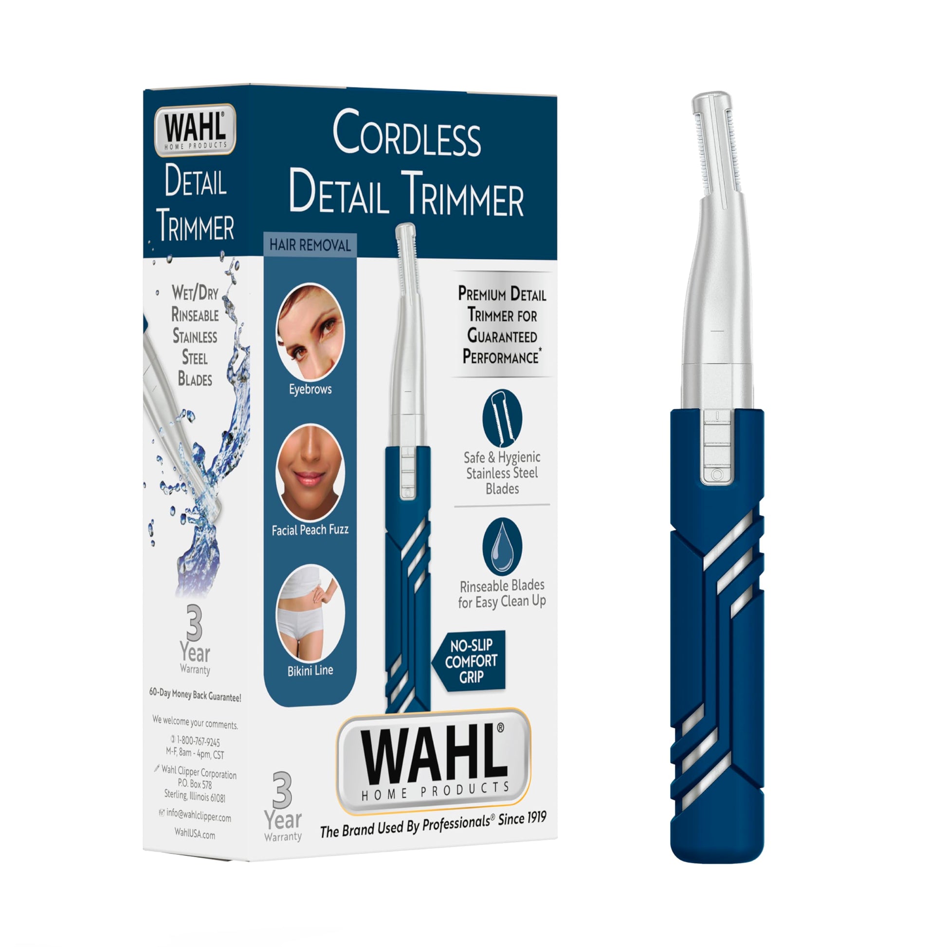 White Smoke Wahl DualTech® Battery-Powered Hair Trimmer, Face Trimmer for Women