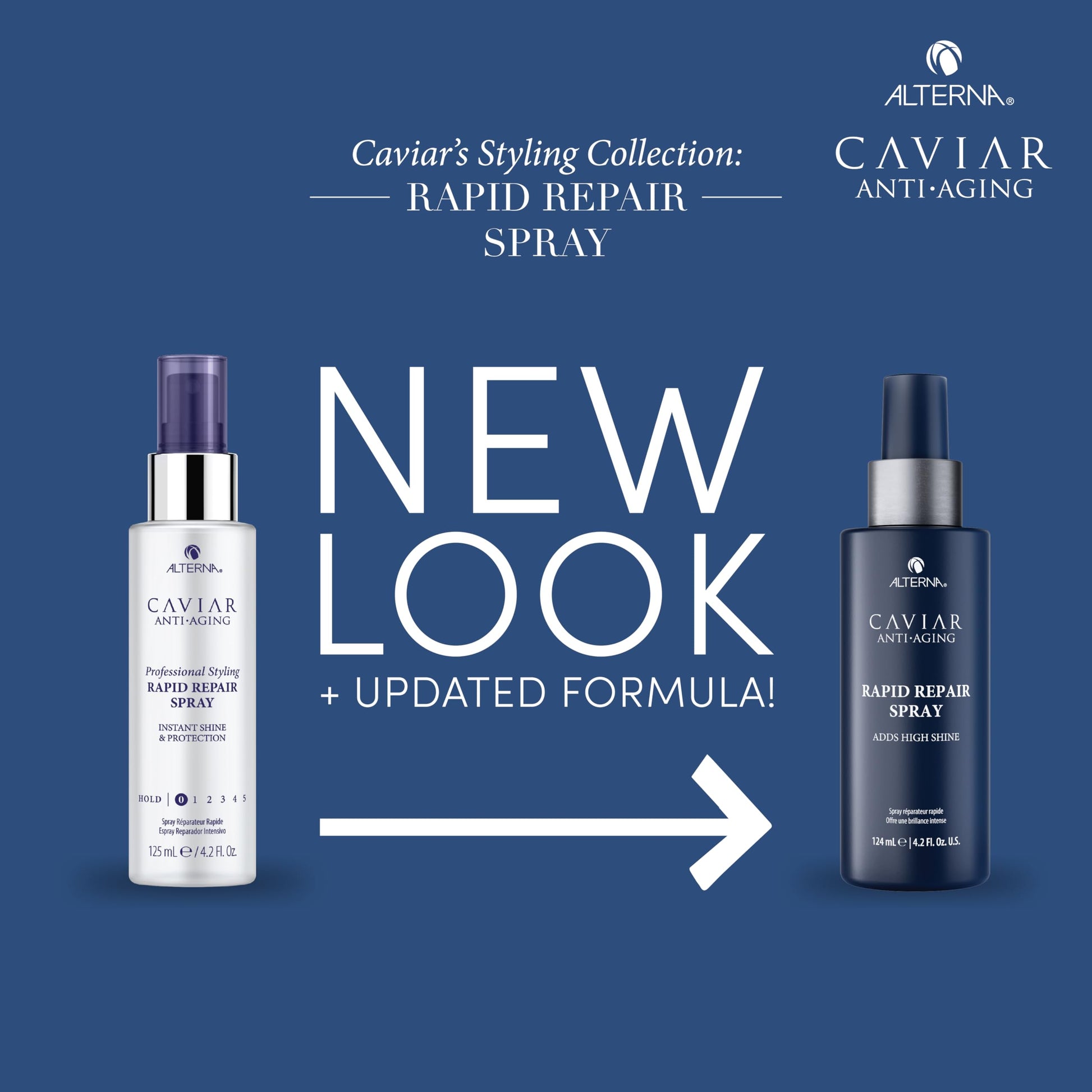 Dark Slate Blue Alterna Caviar Anti-Aging Professional Styling Rapid Repair Shine Spray, 4.2-Ounce (2-Pack)