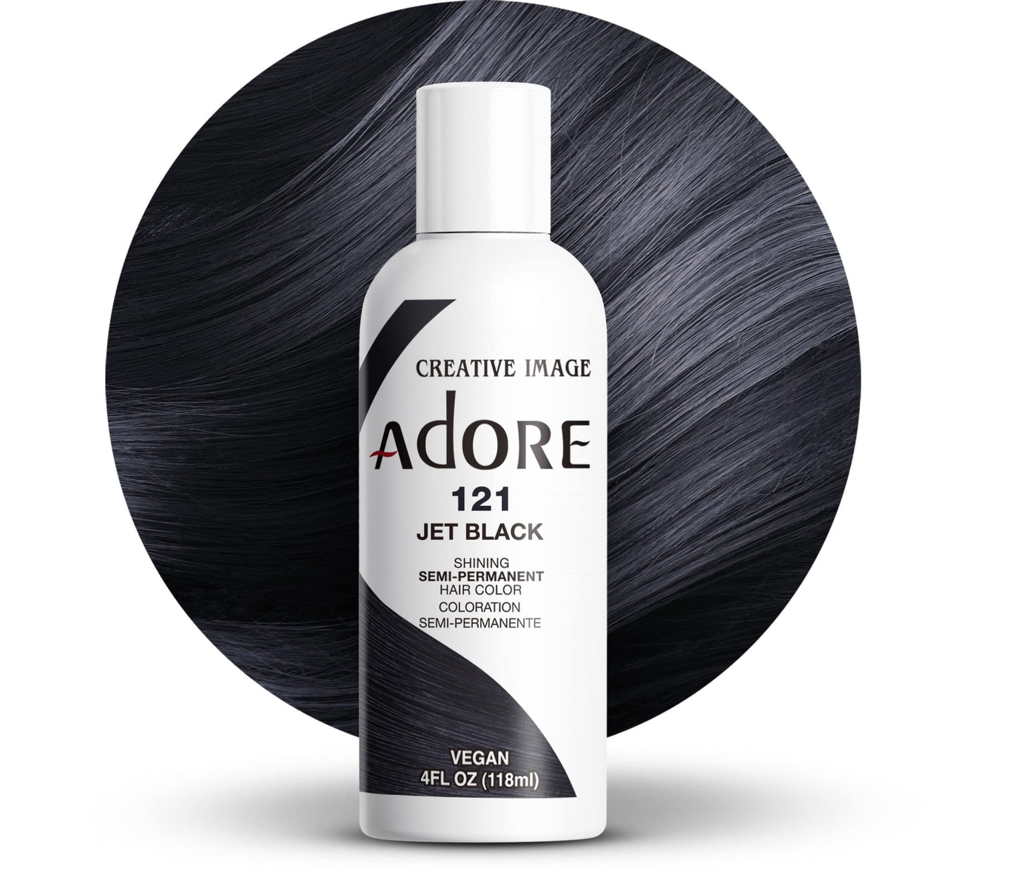 White Smoke Adore Semi Permanent Hair Color (121 Jet Black) | Vegan & Cruelty-Free Black Hair Dye | No Ammonia, No Peroxide, No Alcohol | 4 Fl Oz