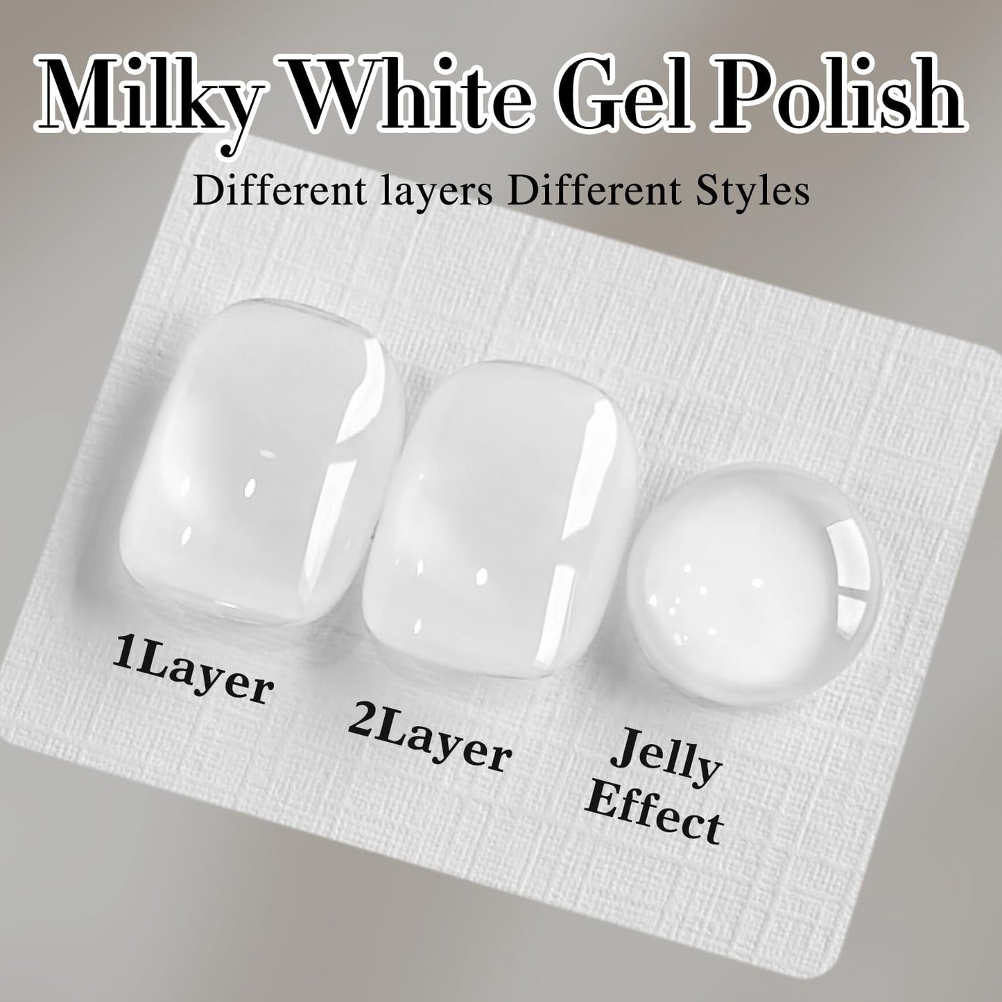 Light Gray Double Rhythm 15ML Gel Nail Polish Pure Sheer Same Color Same Bottle Soak Off Gel Polish Art Manicure Salon DIY at Home for Women (Milky White-A1075)