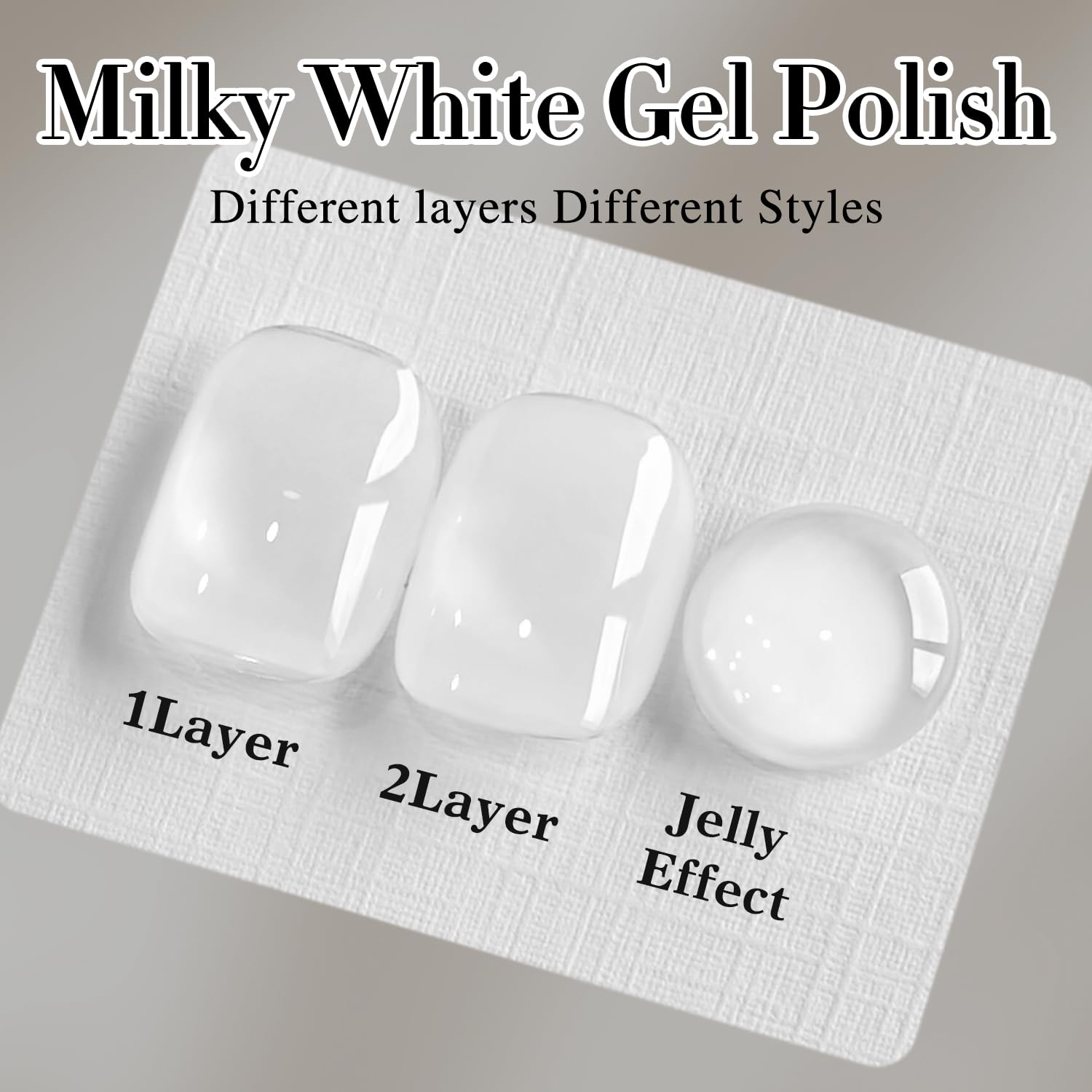 Light Gray Double Rhythm 15ML Gel Nail Polish Pure Sheer Same Color Same Bottle Soak Off Gel Polish Art Manicure Salon DIY at Home for Women (Milky White-A1075)